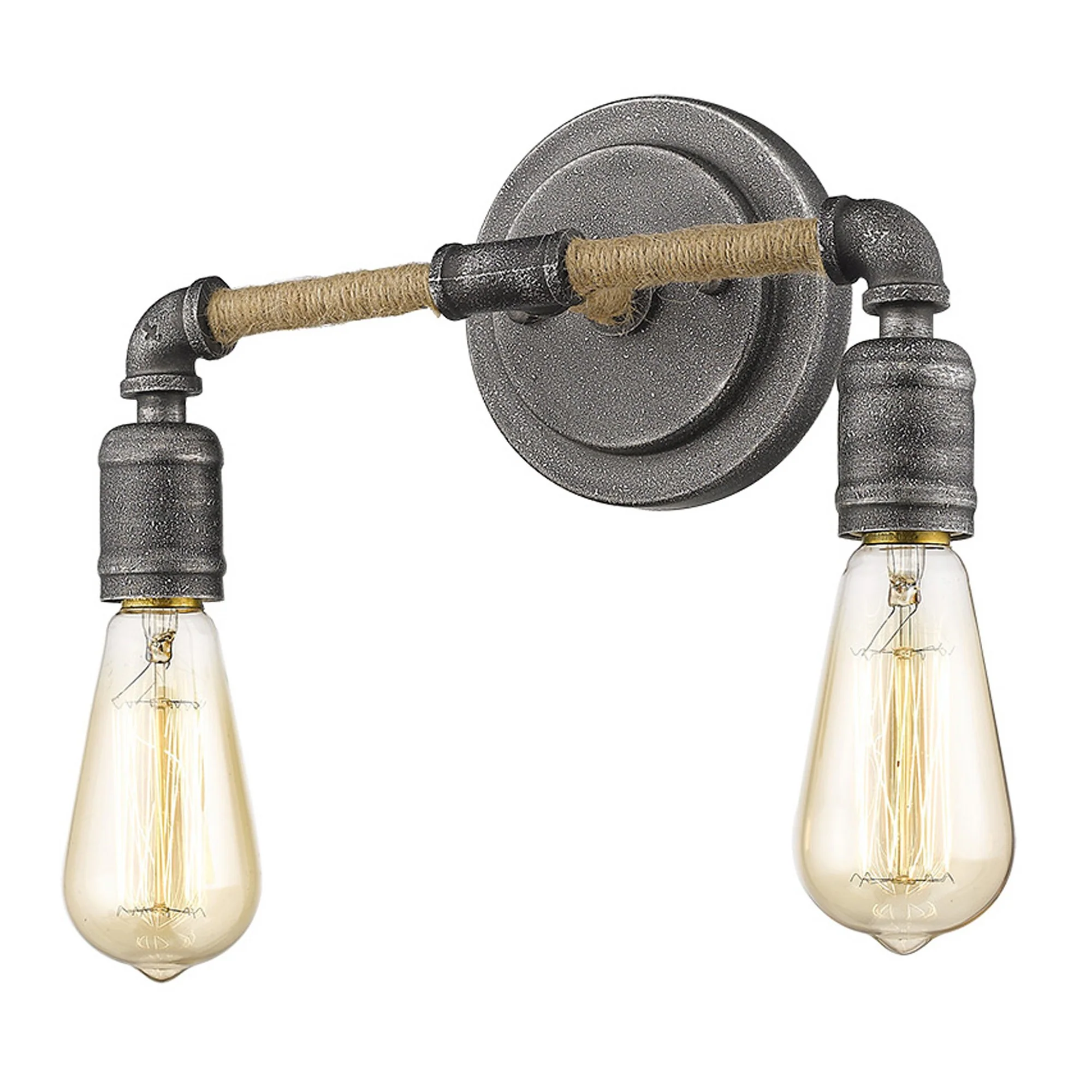 Two Light Industrial Textured Gray Wall Light By Homeroots - Image 2