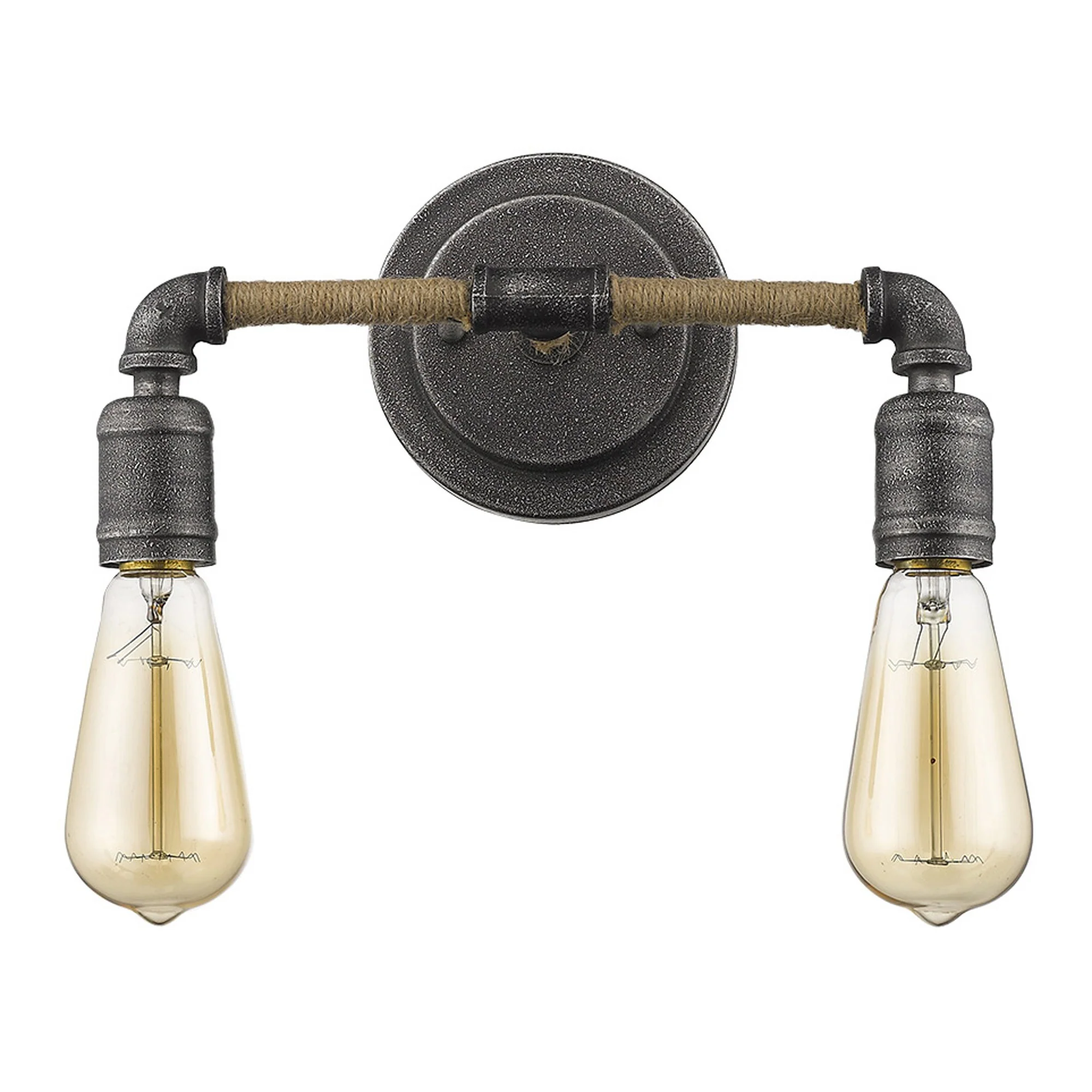 Two Light Industrial Textured Gray Wall Light By Homeroots - Image 3