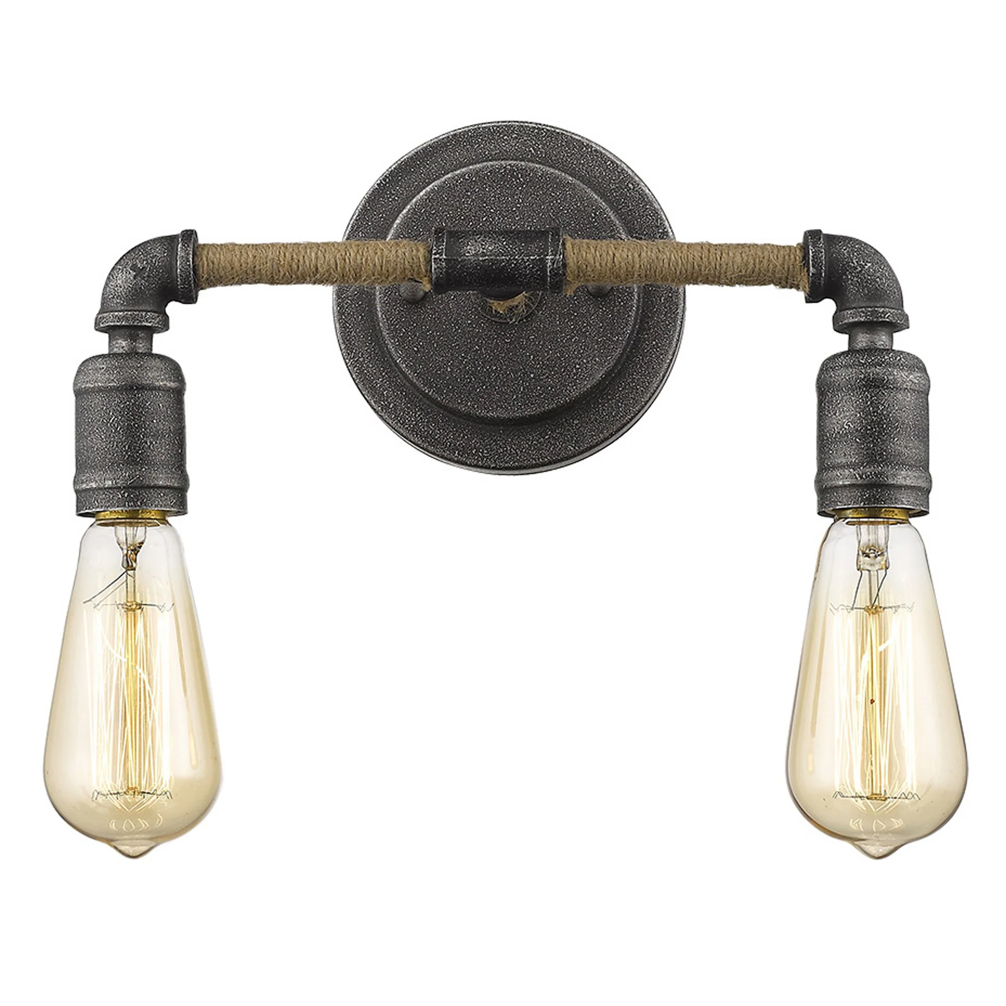 Two Light Industrial Textured Gray Wall Light By Homeroots - Image 4