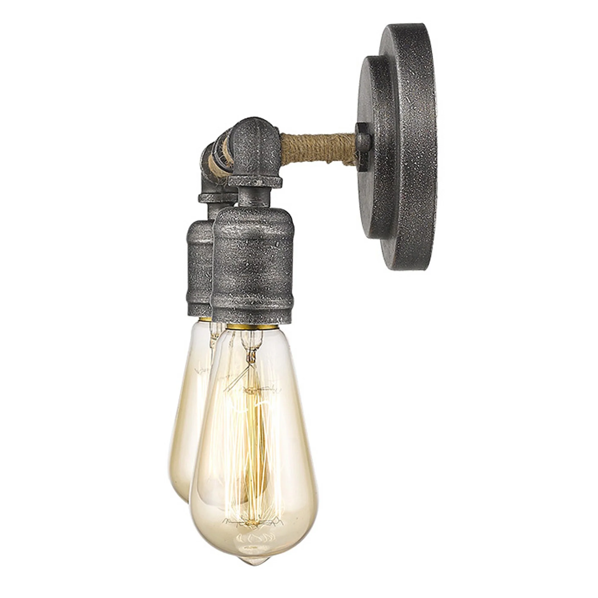 Two Light Industrial Textured Gray Wall Light By Homeroots - Image 5