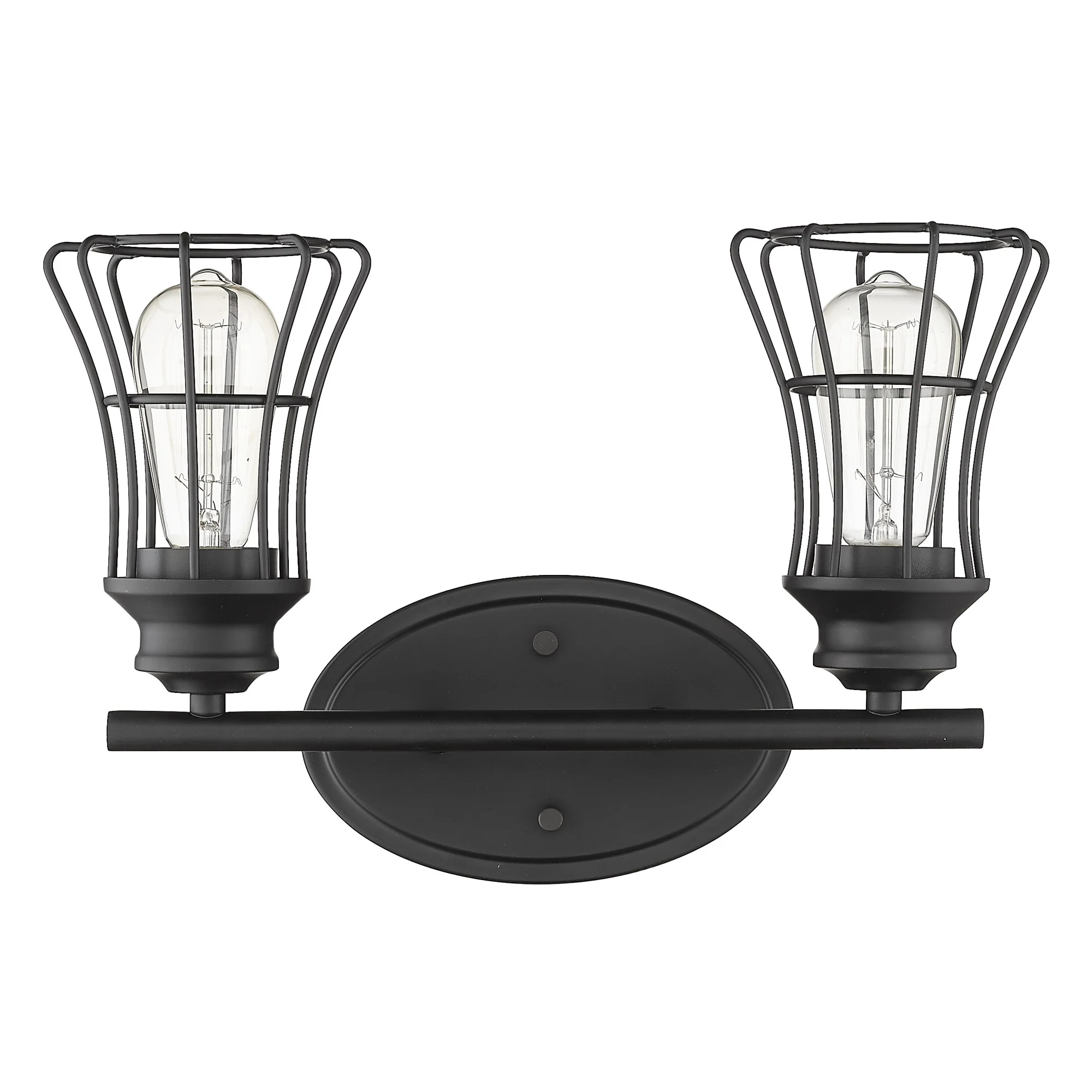 Two Light Matte Black Cage Wall Sconce By Homeroots - Image 3