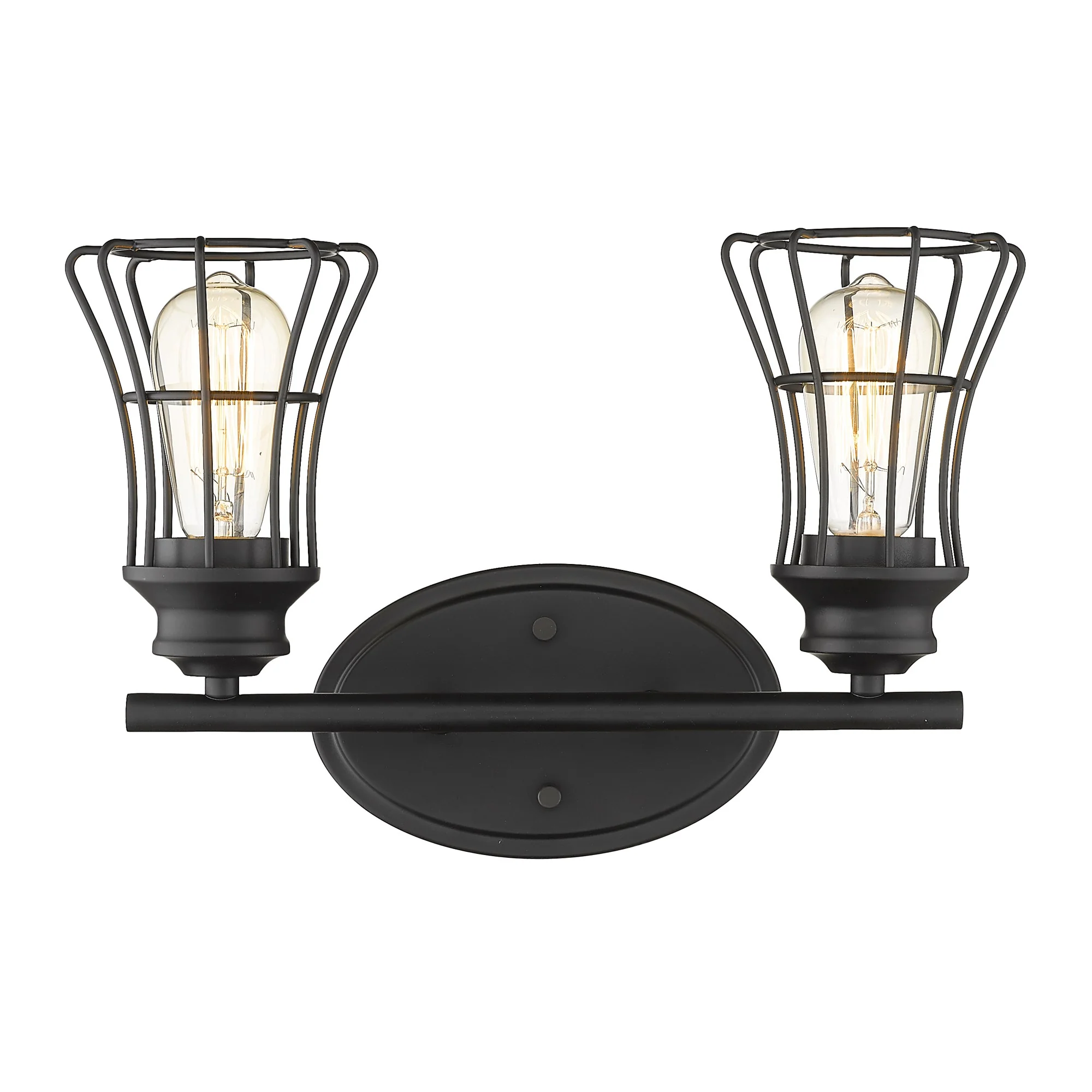 Two Light Matte Black Cage Wall Sconce By Homeroots - Image 4