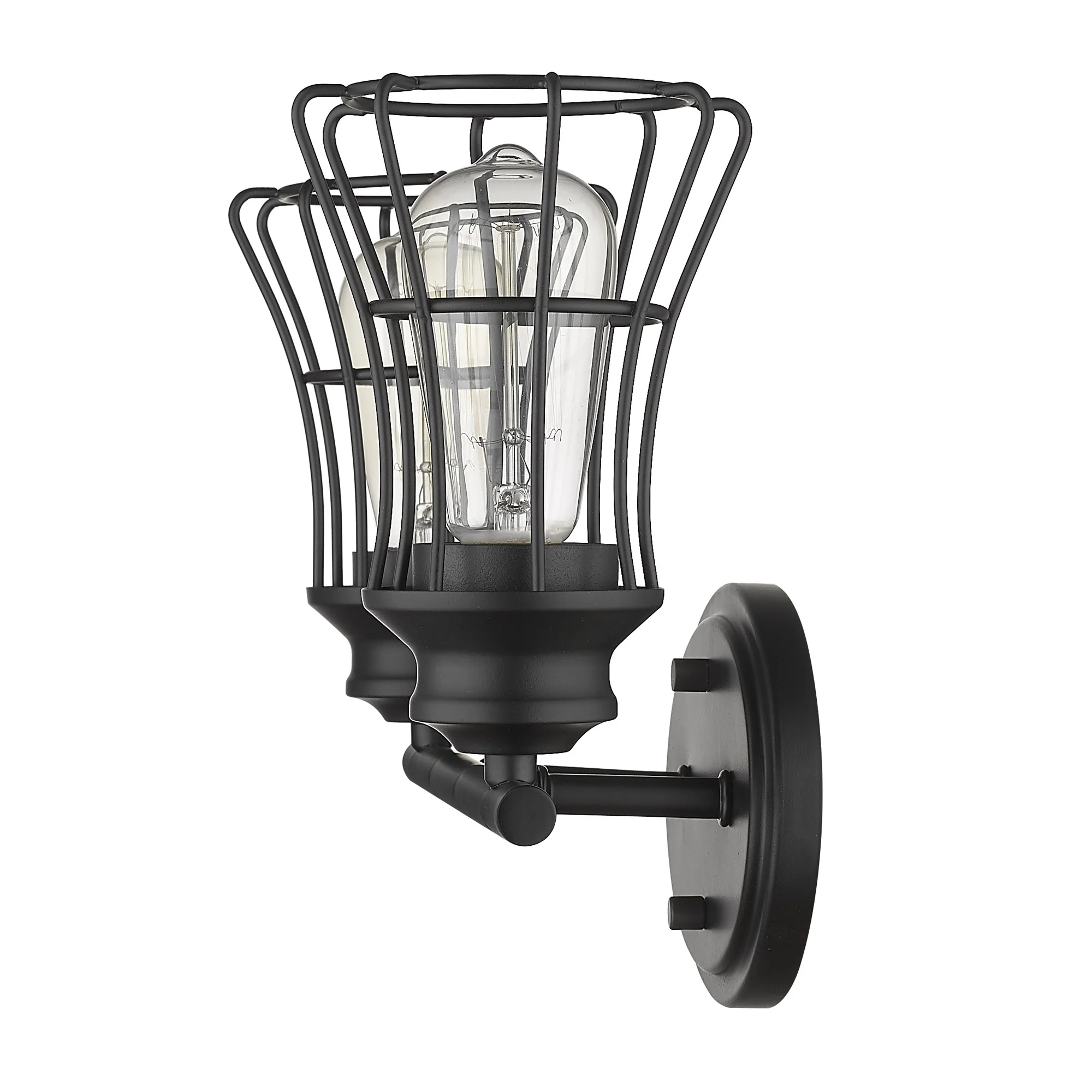 Two Light Matte Black Cage Wall Sconce By Homeroots - Image 5