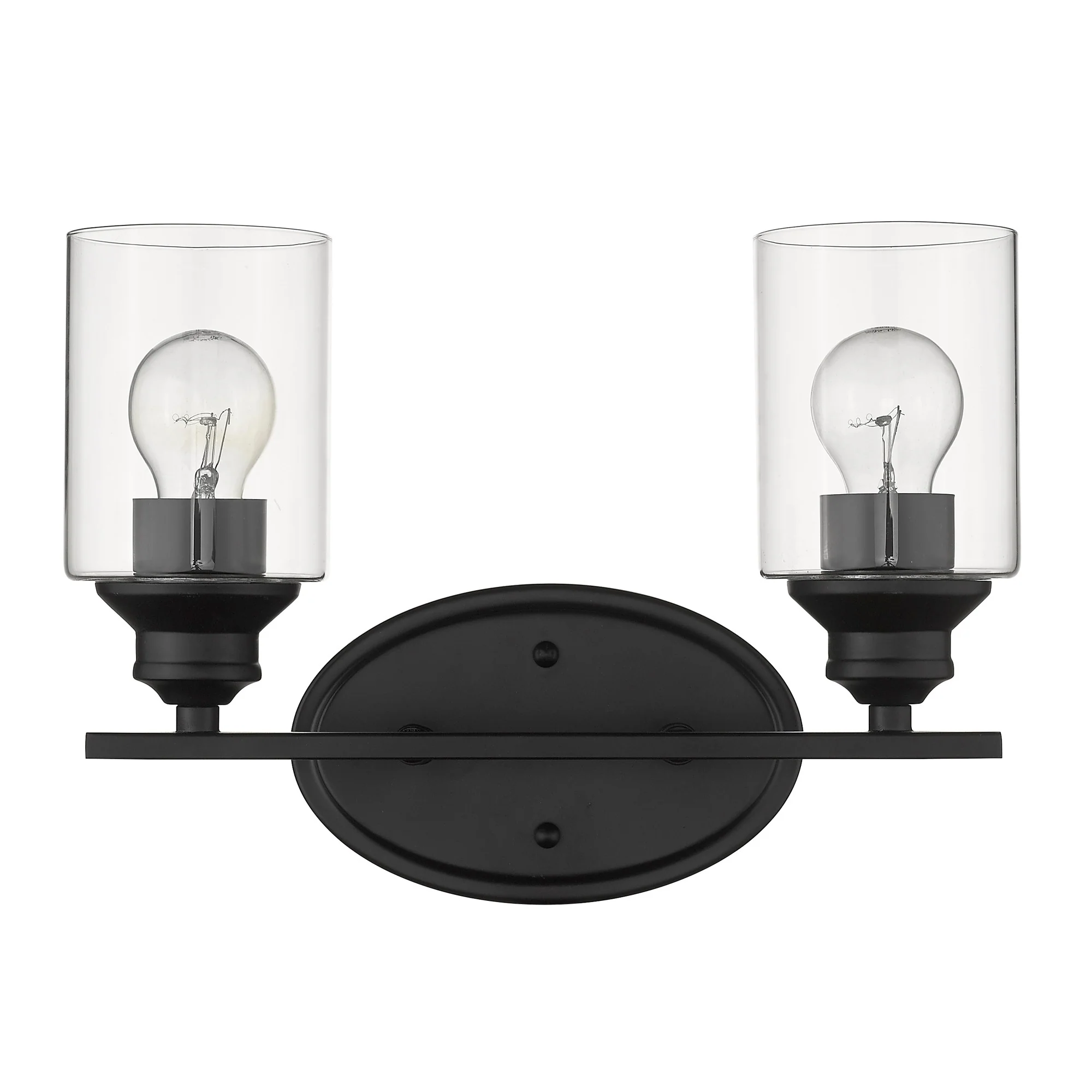 Two Light Matte Black Wall Light with Clear Glass Shade By Homeroots - Image 3