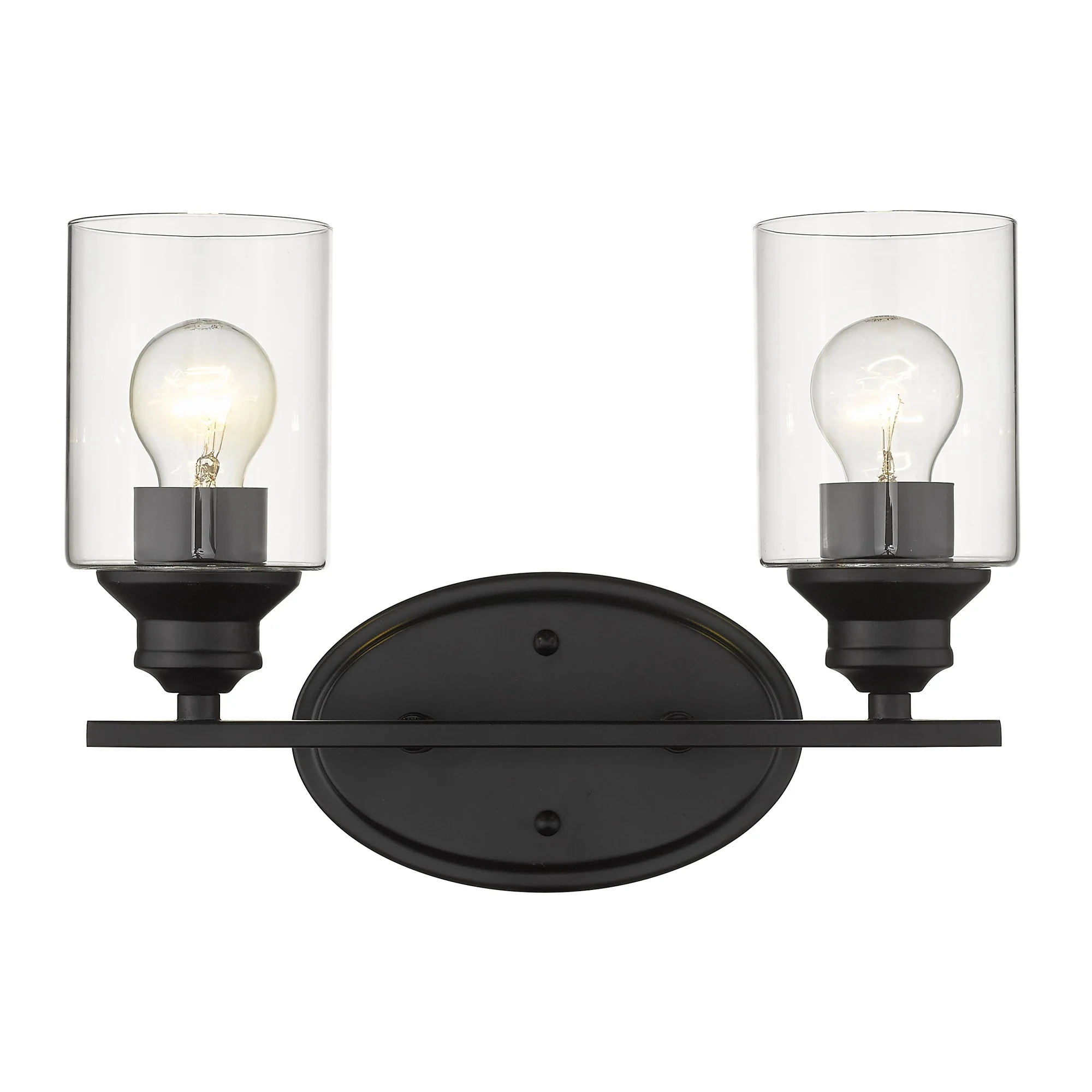 Two Light Matte Black Wall Light with Clear Glass Shade By Homeroots - Image 4