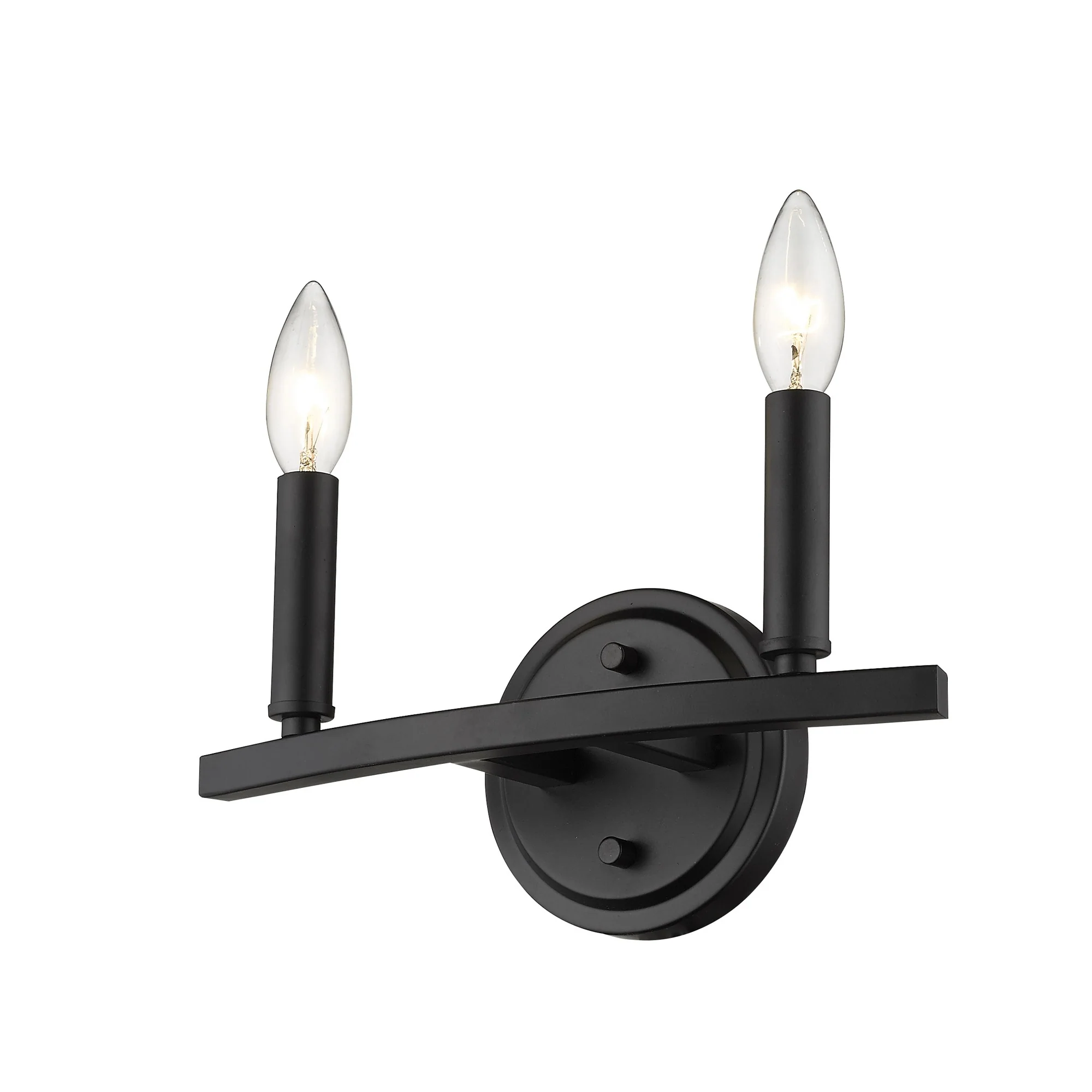 Two Light Matte Black Wall Sconce By Homeroots - Image 2