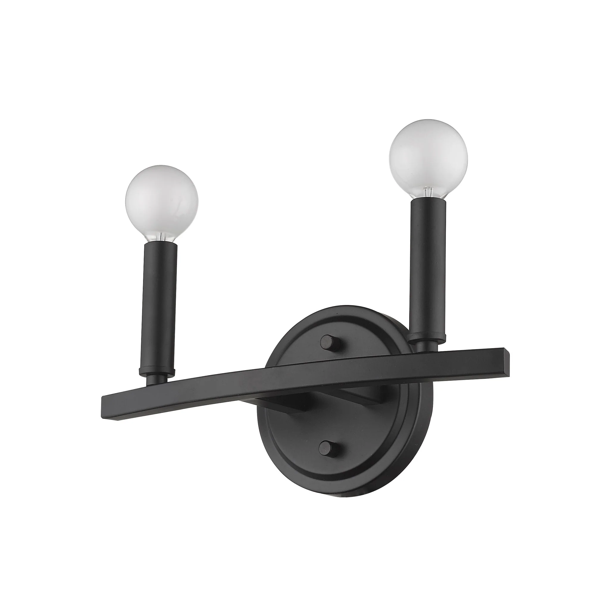 Two Light Matte Black Wall Sconce By Homeroots - Image 3
