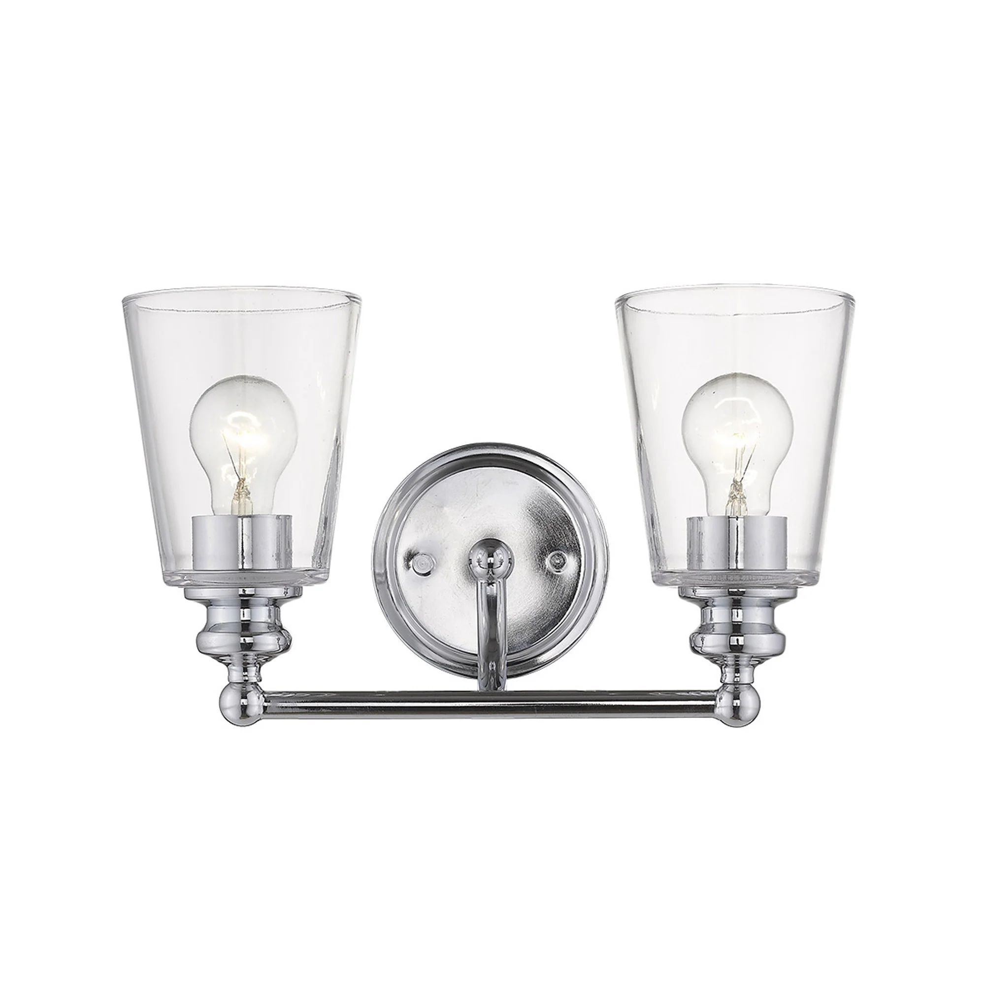 Two Light Silver Glass Shade Wall Sconce By Homeroots - Image 2