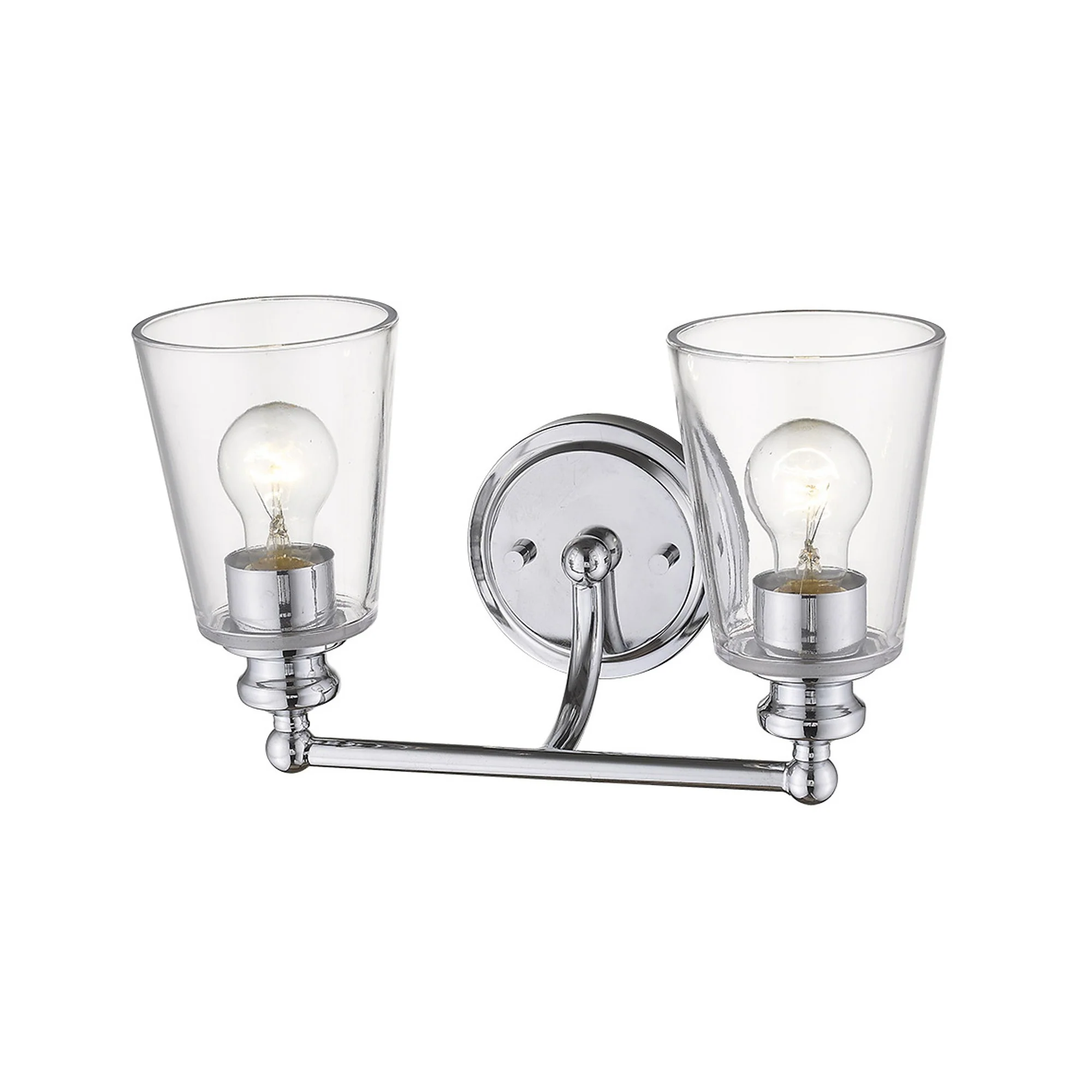 Two Light Silver Glass Shade Wall Sconce By Homeroots - Image 3