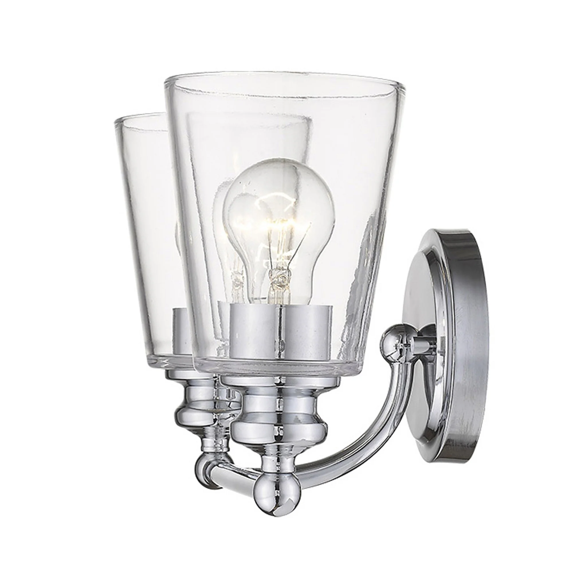Two Light Silver Glass Shade Wall Sconce By Homeroots - Image 4