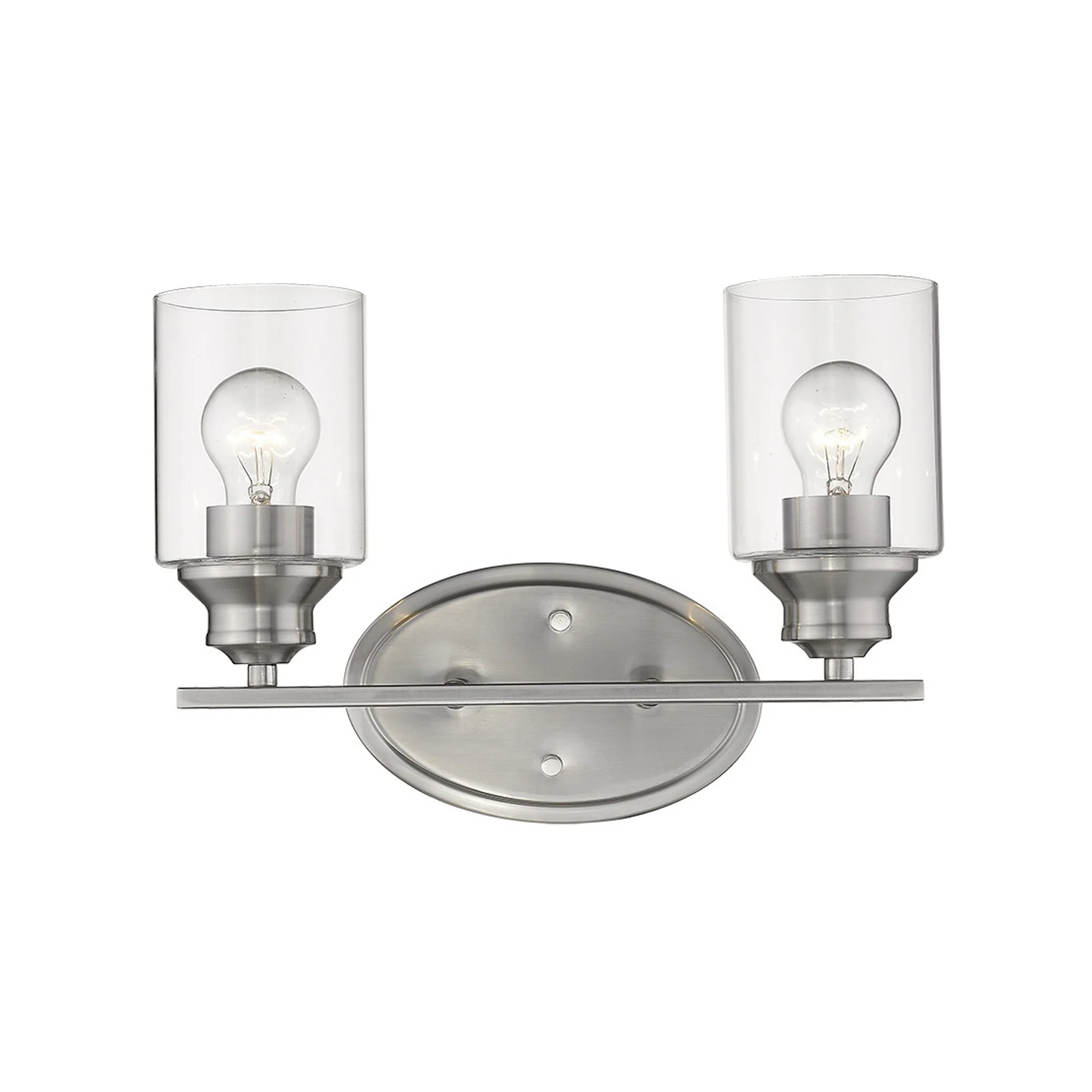 Two Light Silver Wall Light with Clear Glass Shade By Homeroots - Image 2