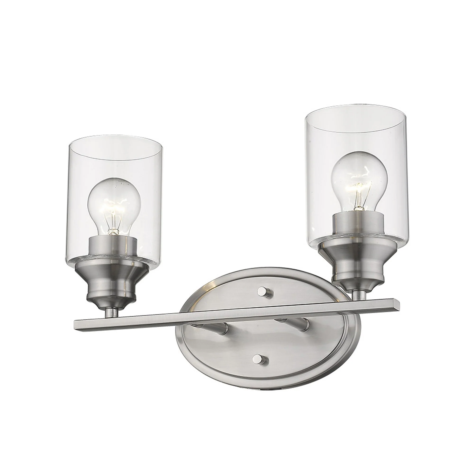 Two Light Silver Wall Light with Clear Glass Shade By Homeroots - Image 3