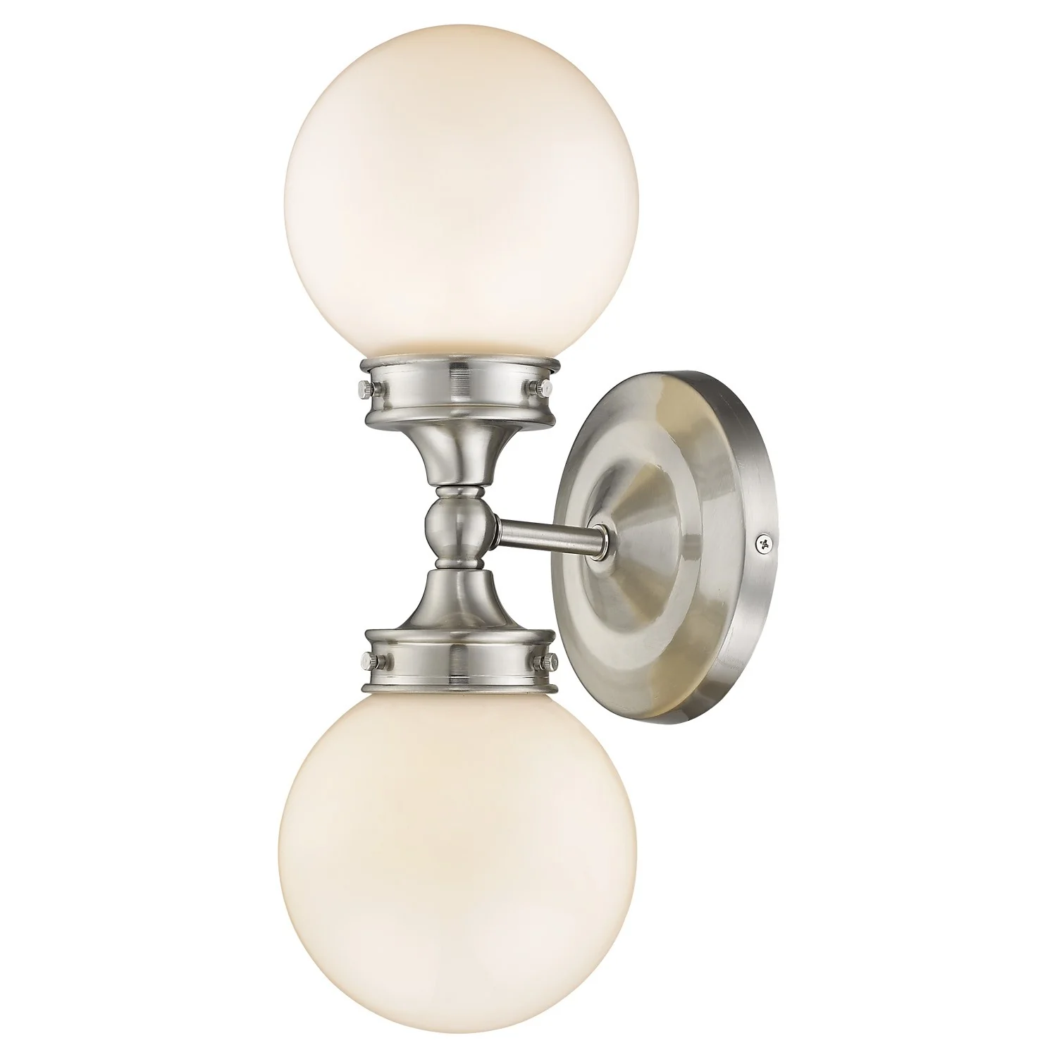 Two Light Silver Wall Sconce with Round Frosted Glass Shade By Homeroots - Image 2
