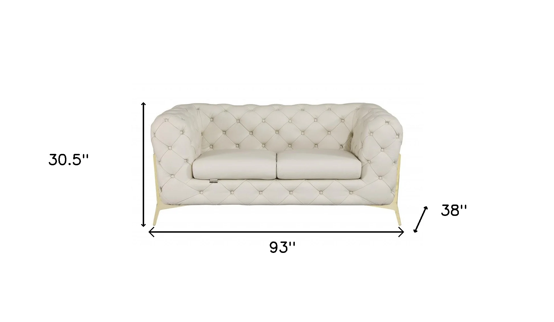 Two Piece Beige Italian Leather Five Person Seating Set By Homeroots - Image 7