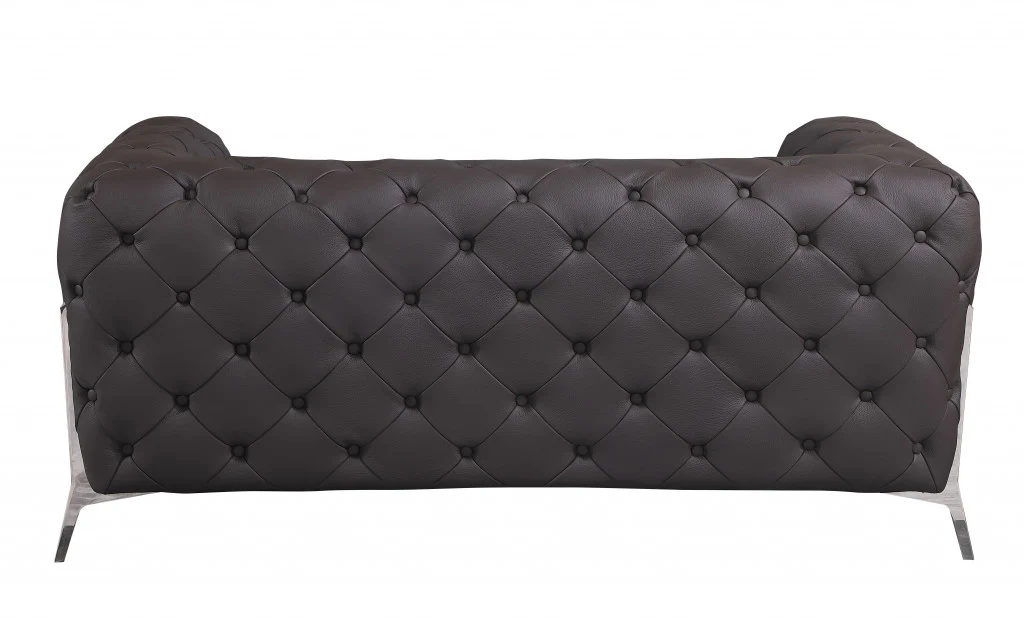 Two Piece Brown Italian Leather Five Person Seating Set By Homeroots - Image 5