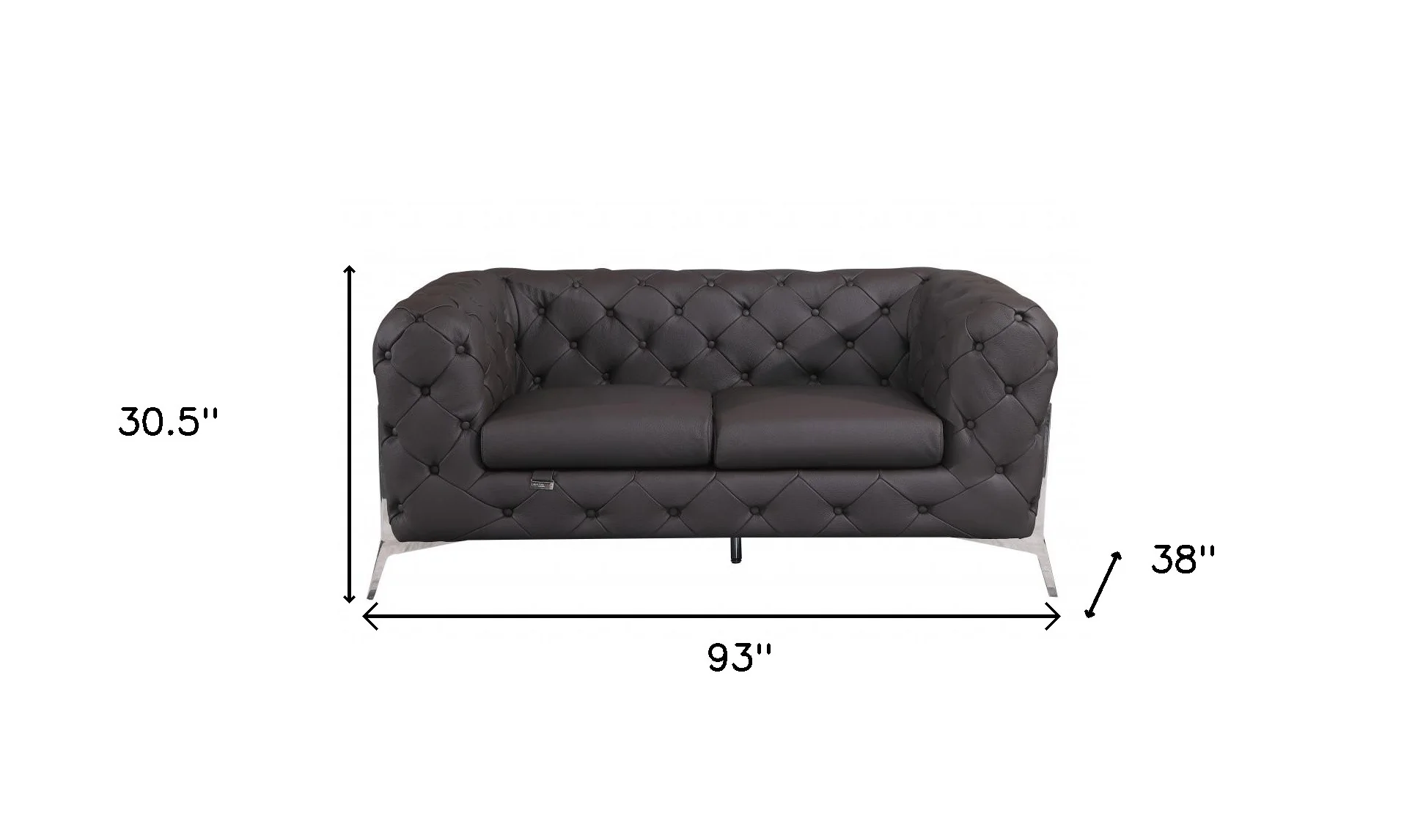 Two Piece Brown Italian Leather Five Person Seating Set By Homeroots - Image 7