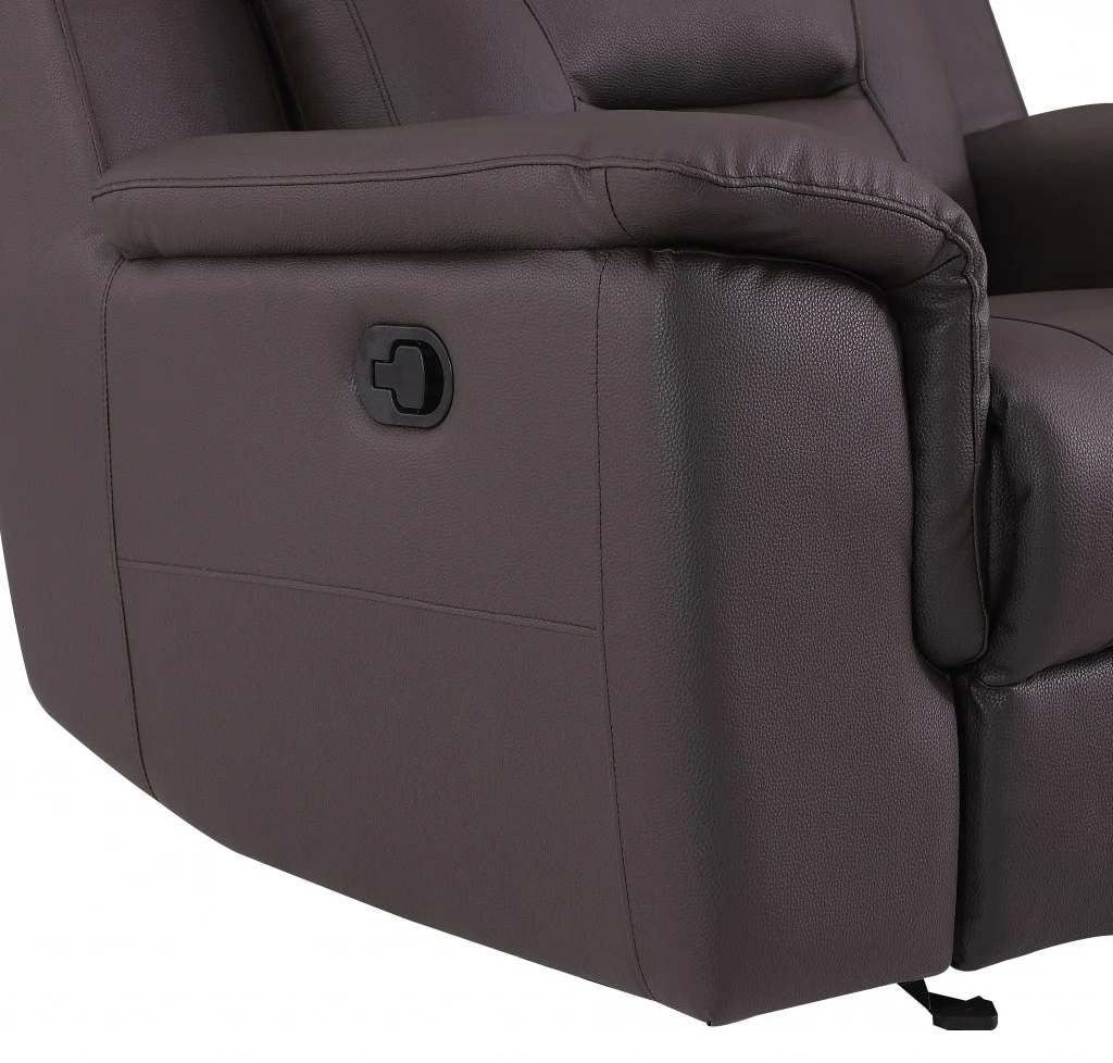 Two Piece Brown Leather Match Five Person Seating Set By Homeroots - Image 3