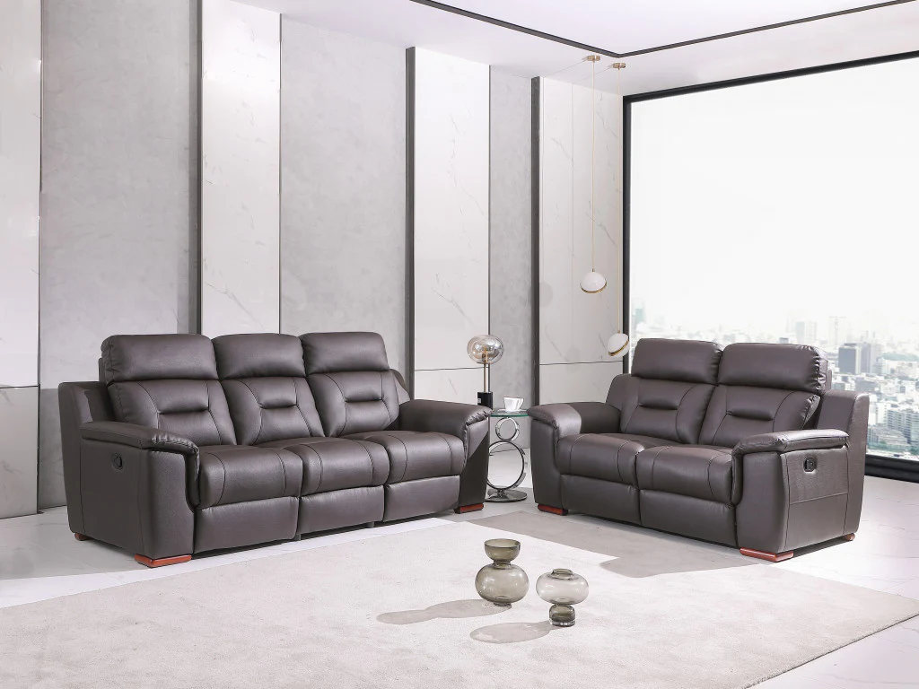 Two Piece Brown Leather Match Five Person Seating Set By Homeroots - Image 5
