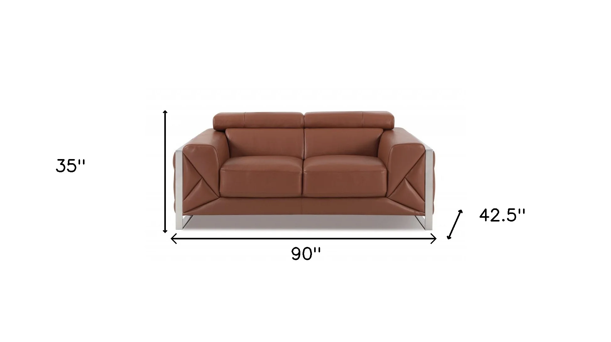Two Piece Camel Italian Leather Five Person Seating Set By Homeroots - Image 7