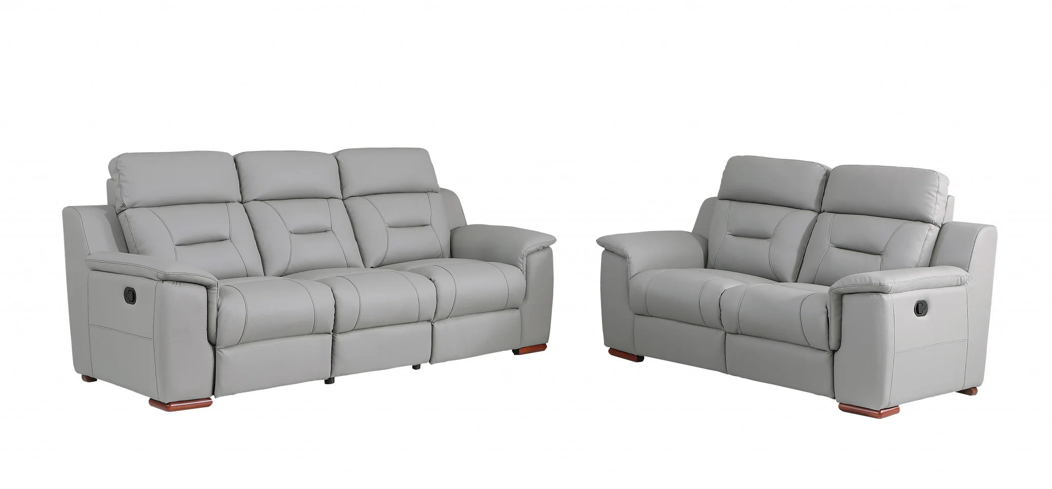 Two Piece Gray Leather Match Five Person Seating Set By Homeroots - Image 4