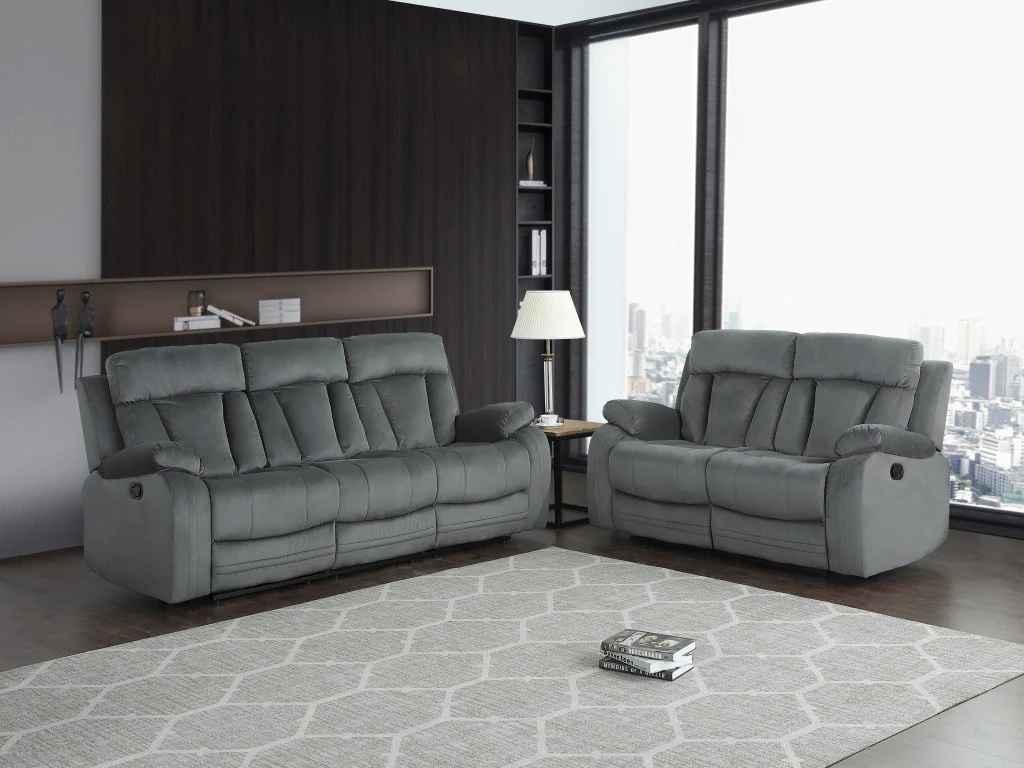 Two Piece Gray Microfiber Five Person Seating Set By Homeroots - Image 5