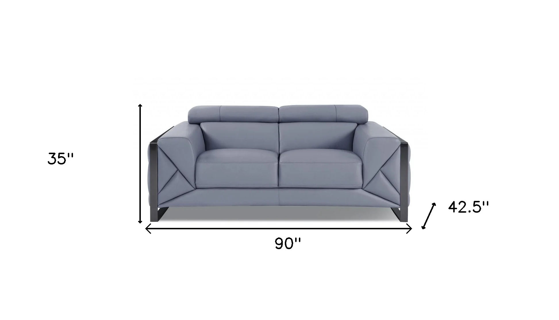 Two Piece Light Blue Italian Leather Five Person Seating Set By Homeroots - Image 7