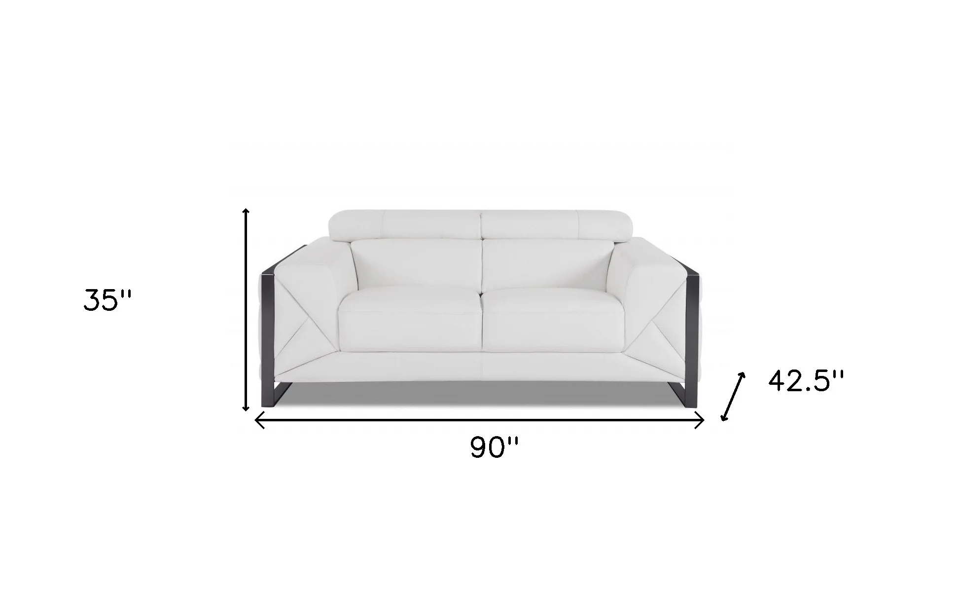 Two Piece White Italian Leather Five Person Seating Set By Homeroots - Image 7