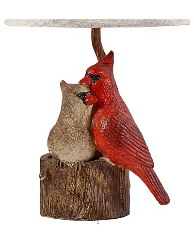 Two Red Cardinals Accent Lamp with White Shade By Homeroots - Image 2