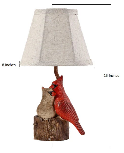 Two Red Cardinals Accent Lamp with White Shade By Homeroots - Image 3