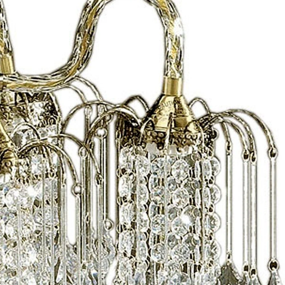 Two Tier Crystal and Brass Hanging Chandelier Light By Homeroots - Image 3