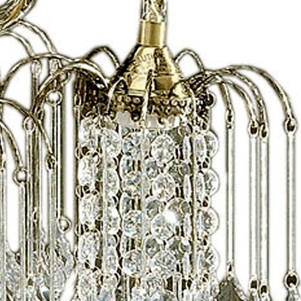 Two Tier Crystal and Brass Hanging Chandelier Light By Homeroots - Image 4