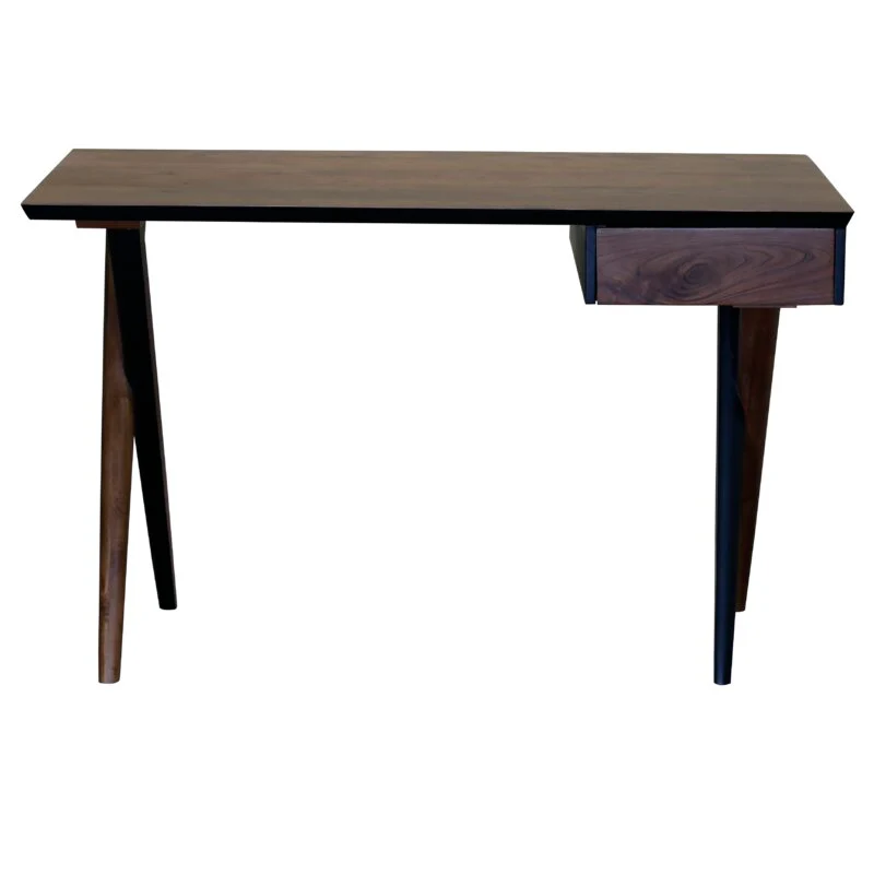 Two Tone Criss Cross Wooden Desk By Homeroots - Image 2