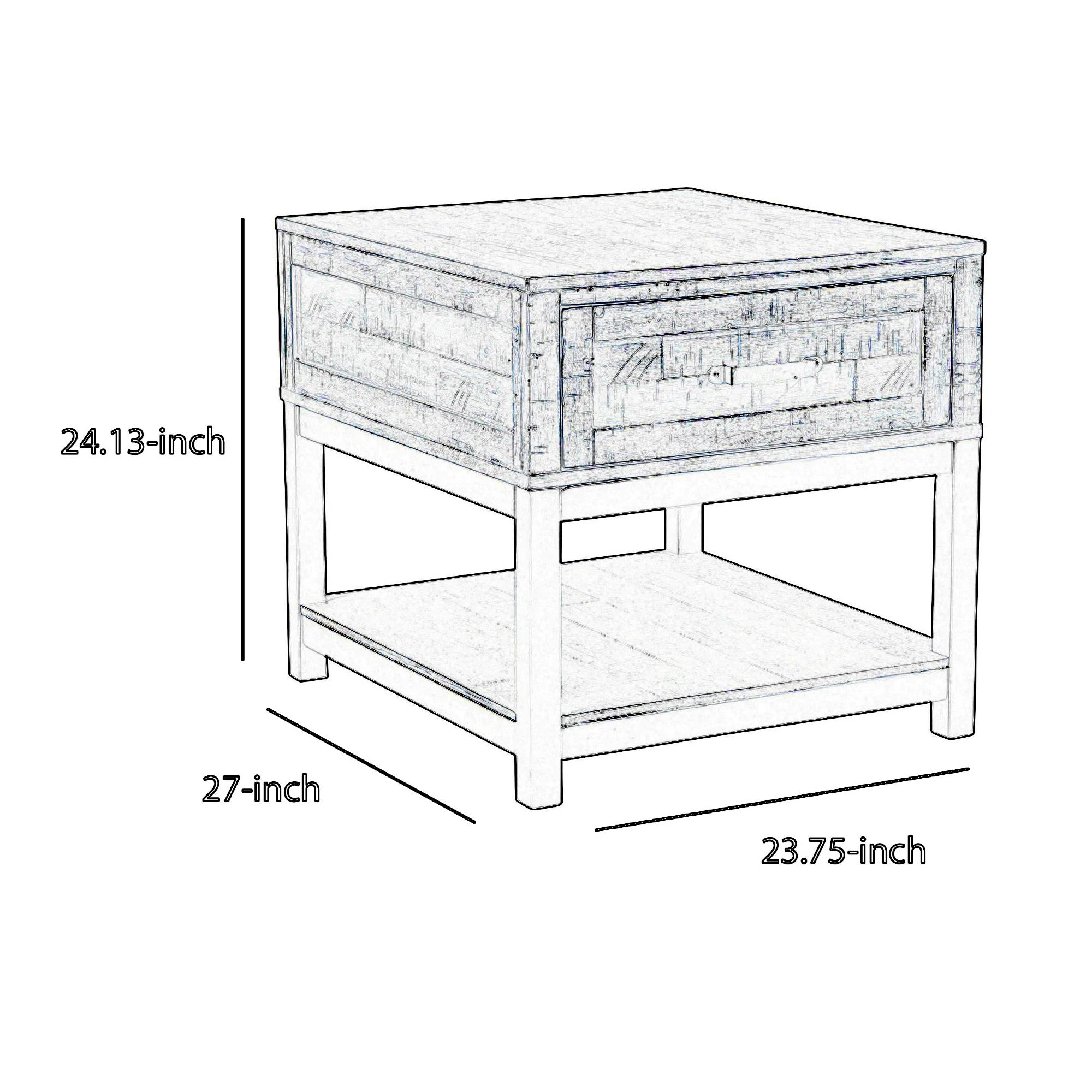 Two Tone Wooden End Table with 1 Drawer and Metal Base, Brown and Black By Benzara - Image 2