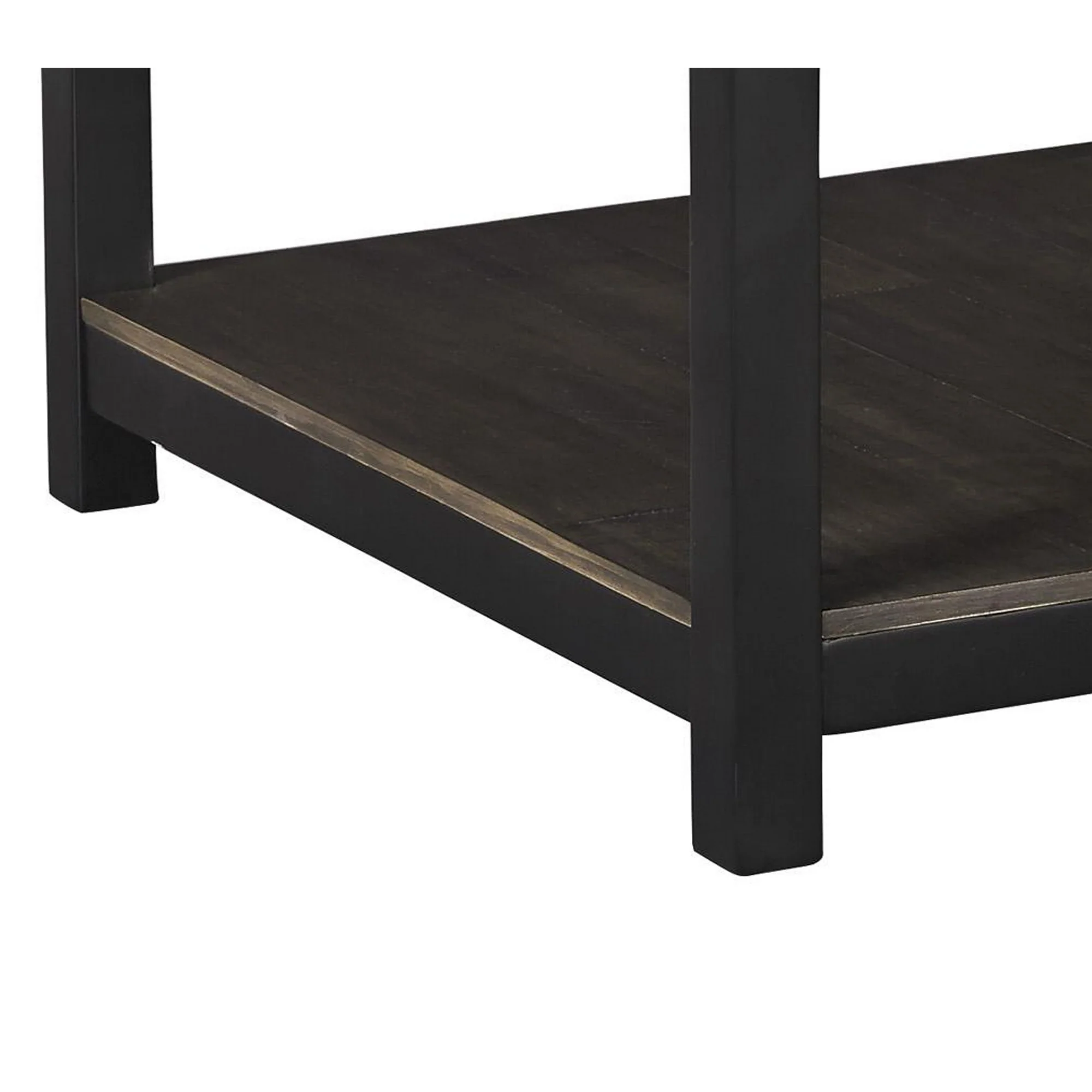 Two Tone Wooden End Table with 1 Drawer and Metal Base, Brown and Black By Benzara - Image 4