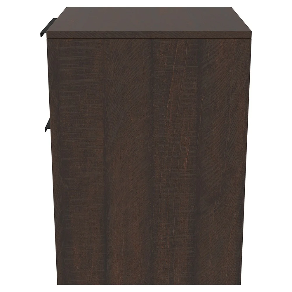 Two Tone Wooden File Cabinet With 2 File Drawers, Dark Brown By Benzara - Image 2