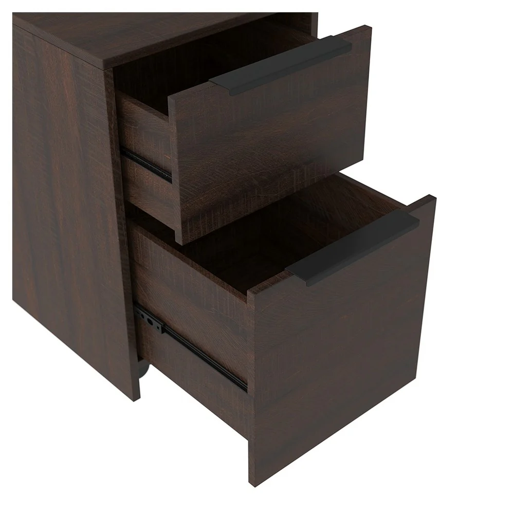 Two Tone Wooden File Cabinet With 2 File Drawers, Dark Brown By Benzara - Image 3