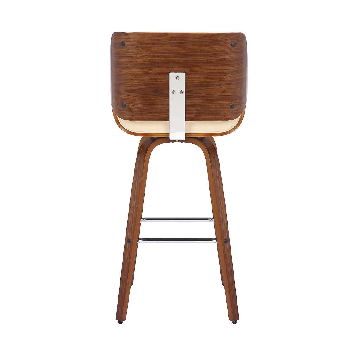 Tyler 30" Bar Height Swivel Cream Faux Leather and Walnut Wood Bar Stool By Armen Living - Image 4