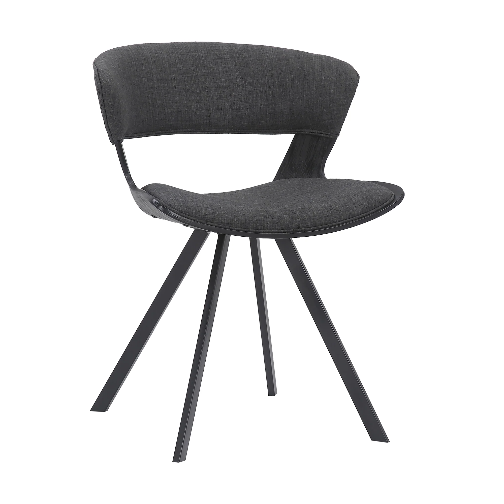 Ulric Black Wood and Metal Modern Dining Room Accent Chair in Charcoal Grey By Armen Living - Image 2
