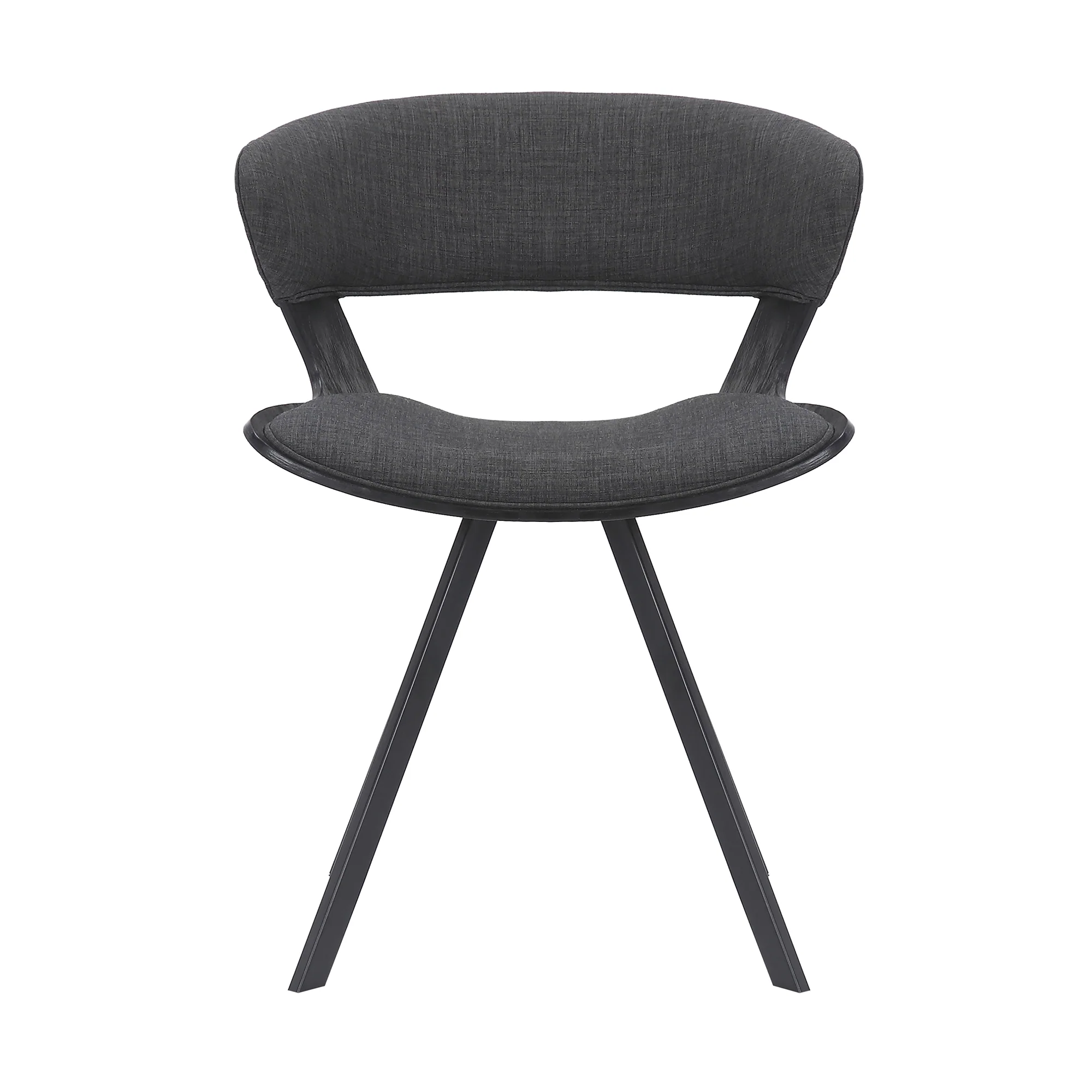 Ulric Black Wood and Metal Modern Dining Room Accent Chair in Charcoal Grey By Armen Living - Image 3