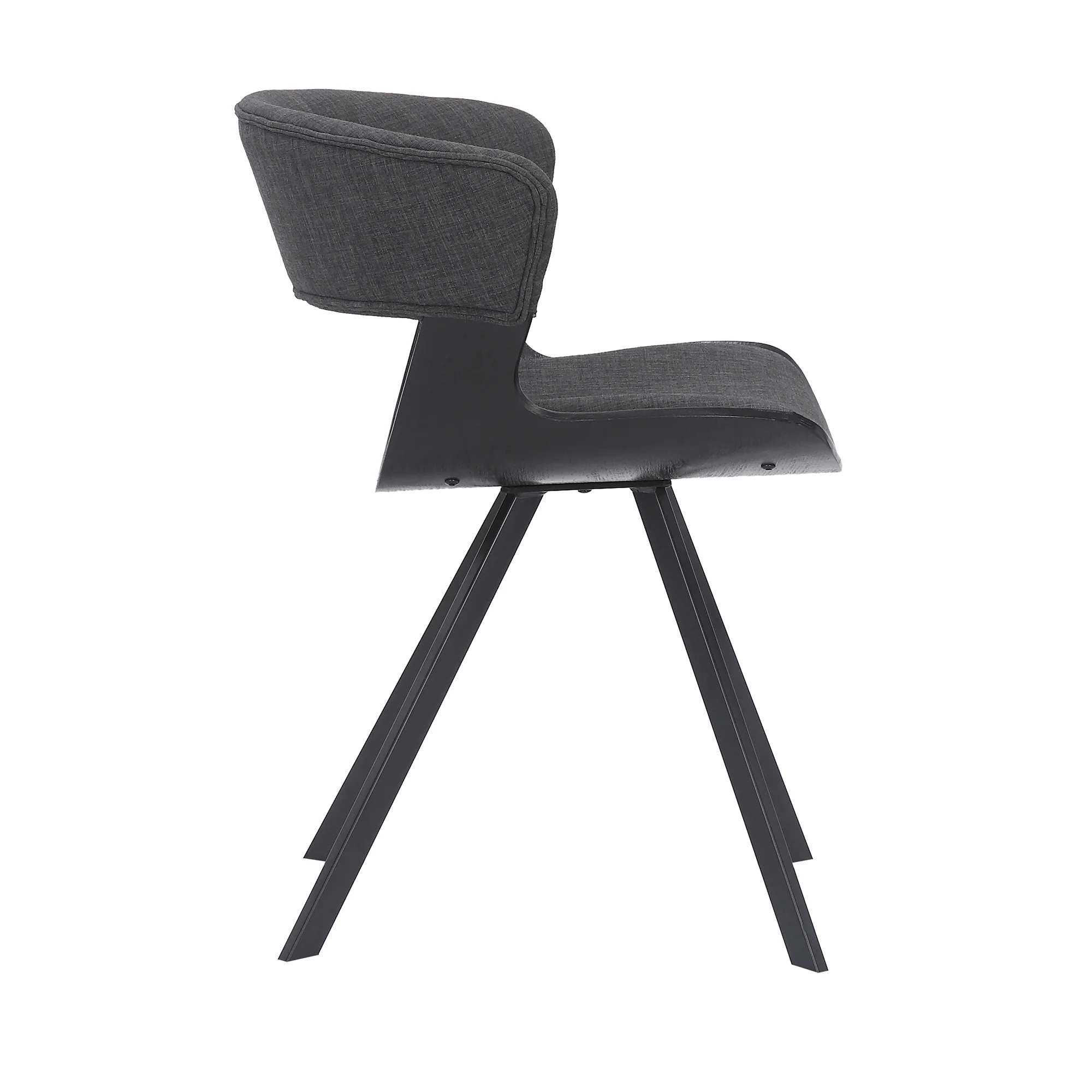 Ulric Black Wood and Metal Modern Dining Room Accent Chair in Charcoal Grey By Armen Living - Image 4