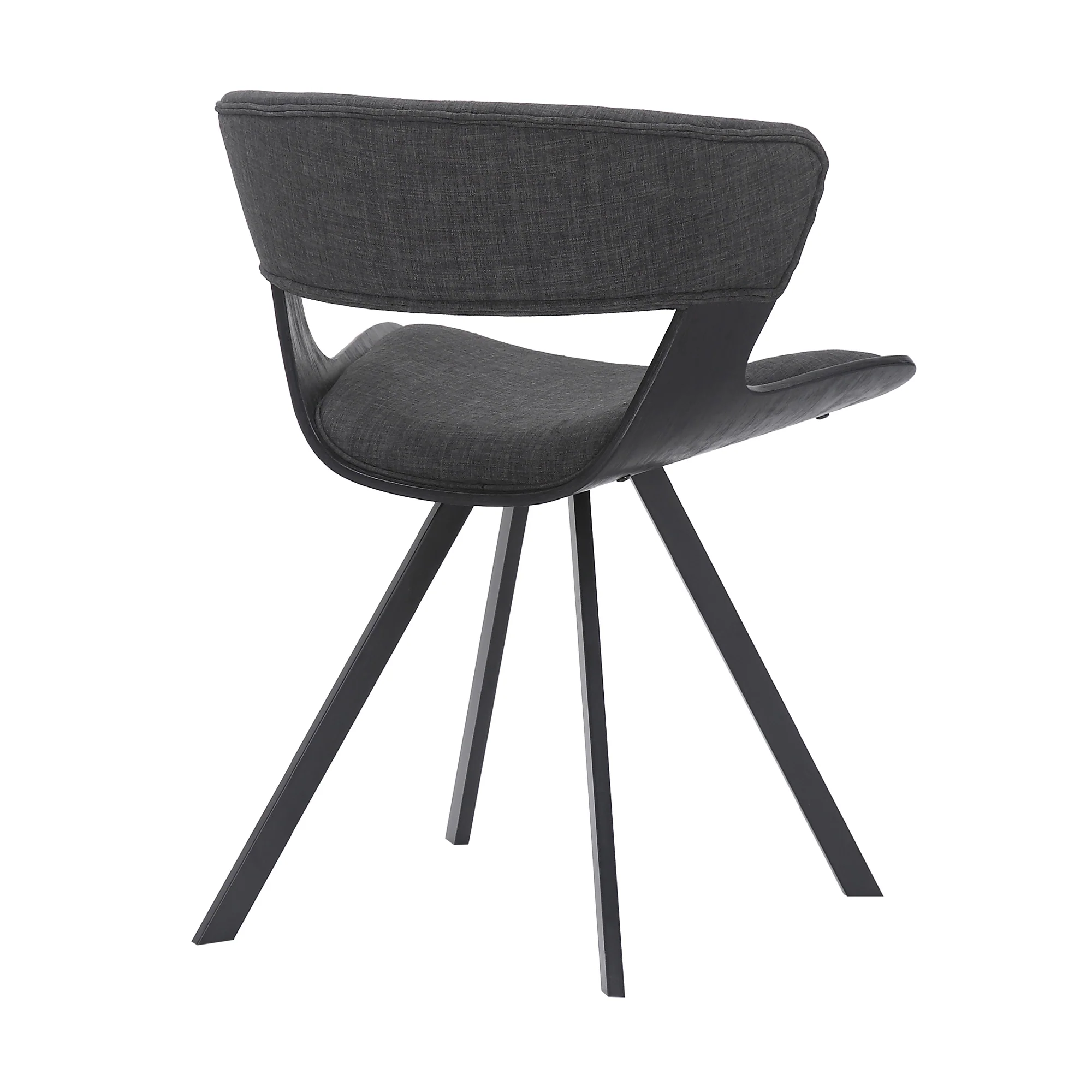 Ulric Black Wood and Metal Modern Dining Room Accent Chair in Charcoal Grey By Armen Living - Image 5