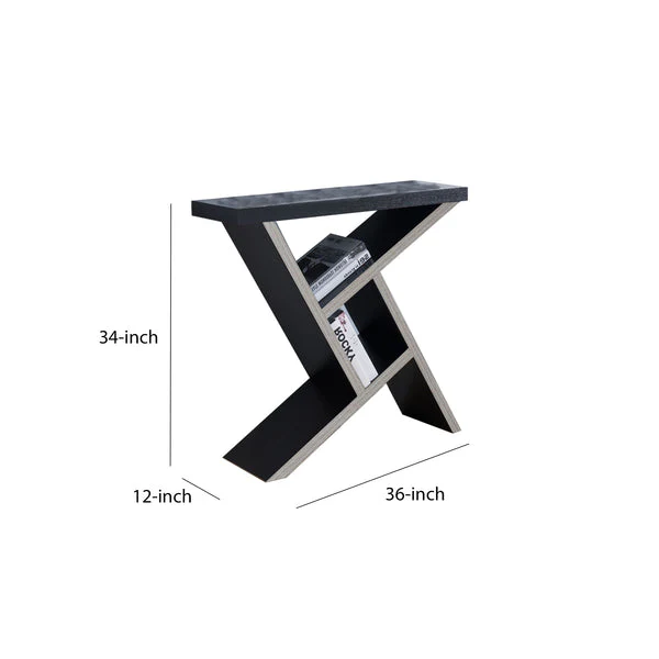 Unique Designed Console Table With Shelf, Dark Brown And Light Brown By Benzara - Image 3