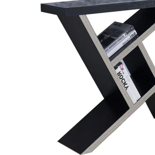 Unique Designed Console Table With Shelf, Dark Brown And Light Brown By Benzara - Image 5