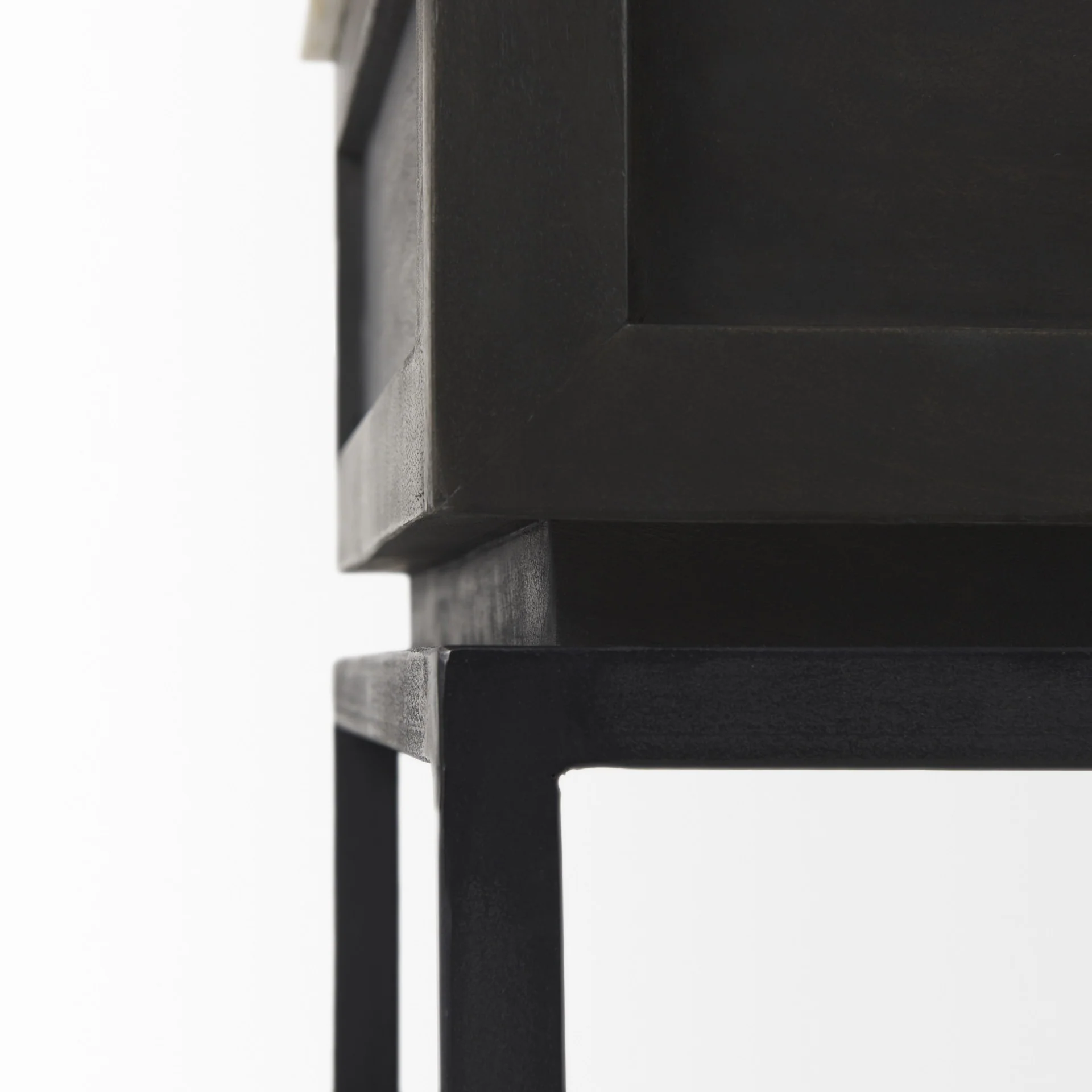 Updated Rustic Dark and Light Marble Top Cabinet By Homeroots - Image 2