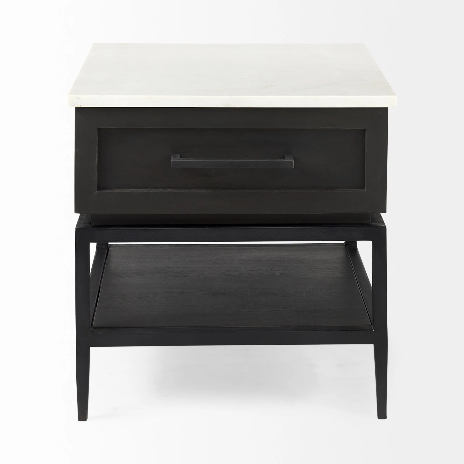 Updated Rustic Dark and Light Marble Top Cabinet By Homeroots - Image 3
