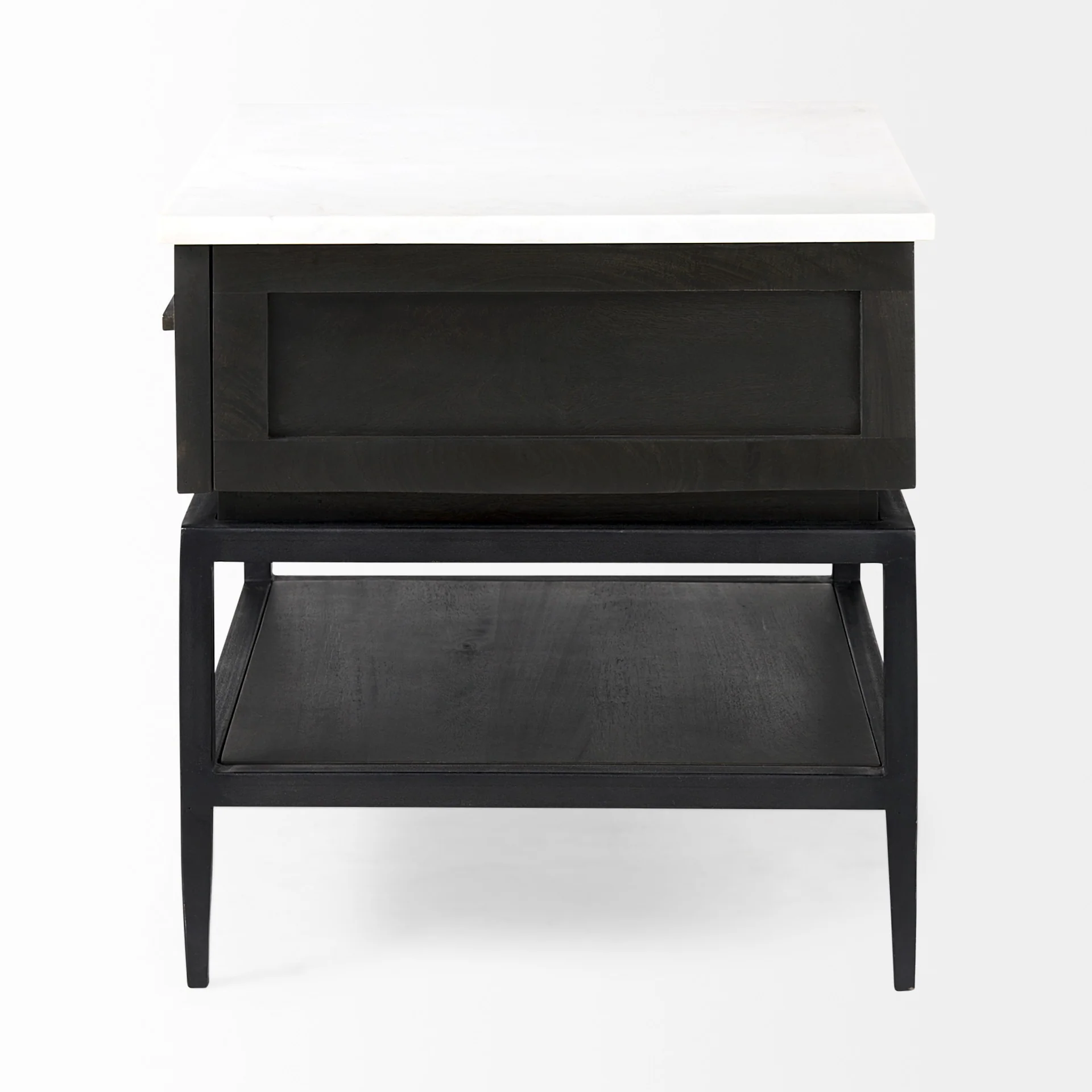 Updated Rustic Dark and Light Marble Top Cabinet By Homeroots - Image 4