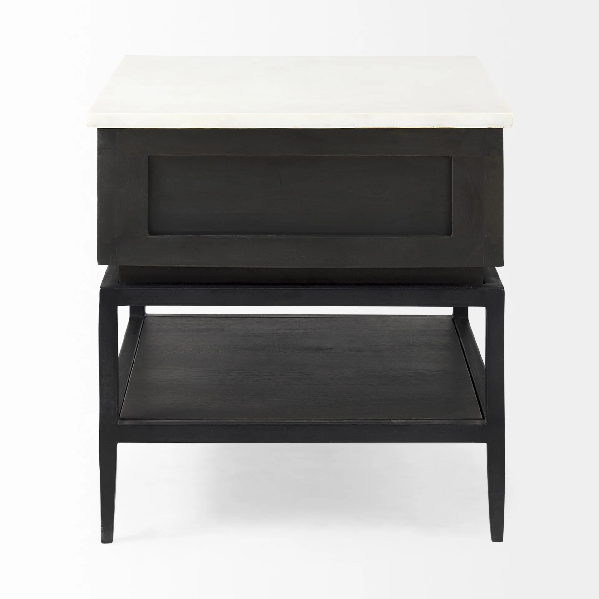 Updated Rustic Dark and Light Marble Top Cabinet By Homeroots - Image 5
