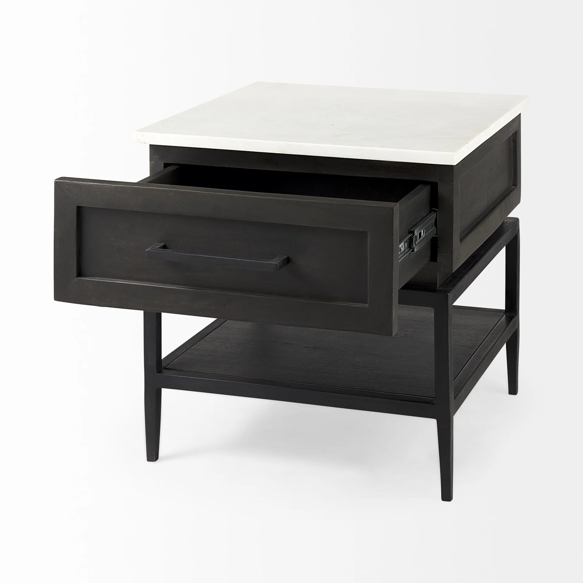 Updated Rustic Dark and Light Marble Top Cabinet By Homeroots - Image 6