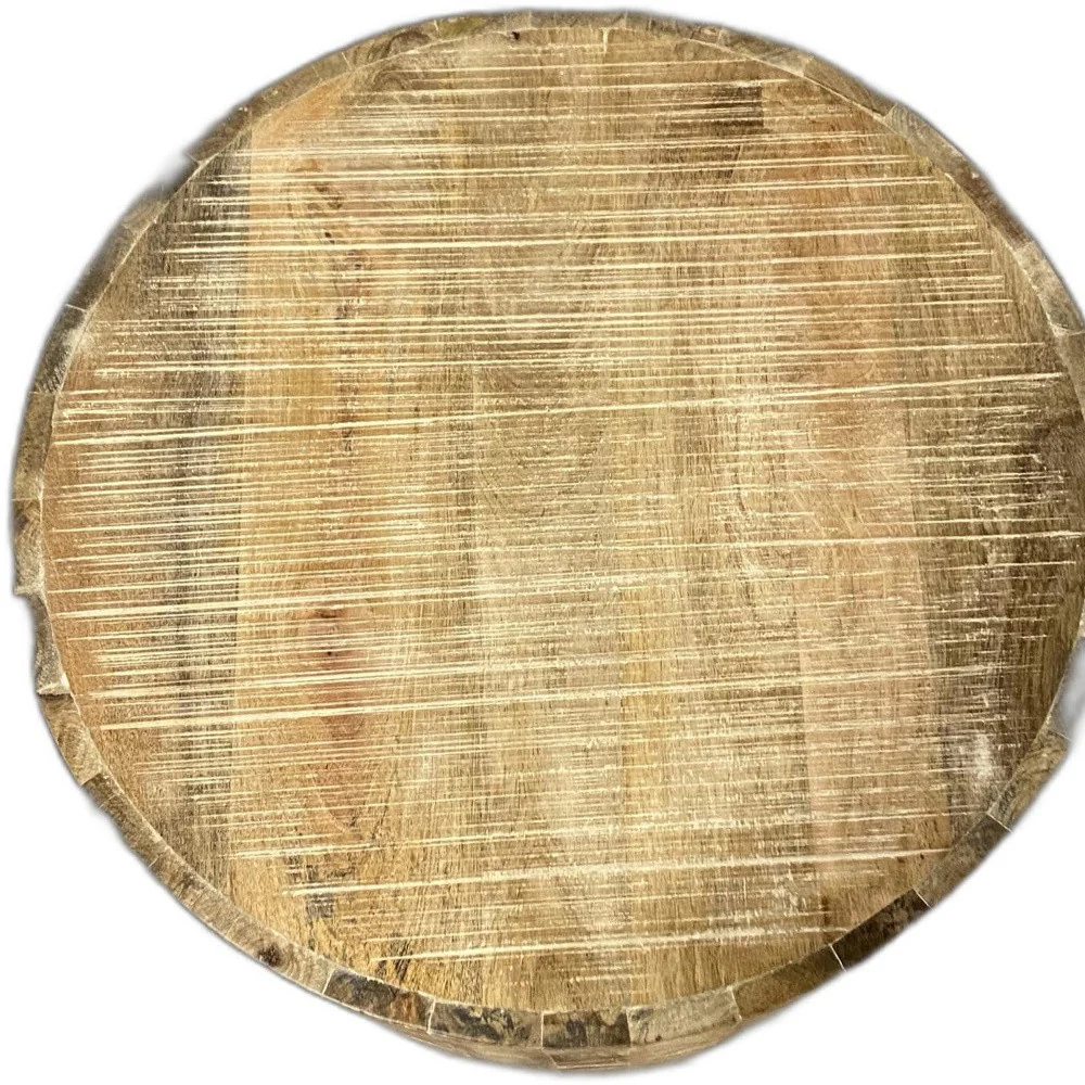 Updated Rustic Round Stump End Table By Homeroots - Image 3