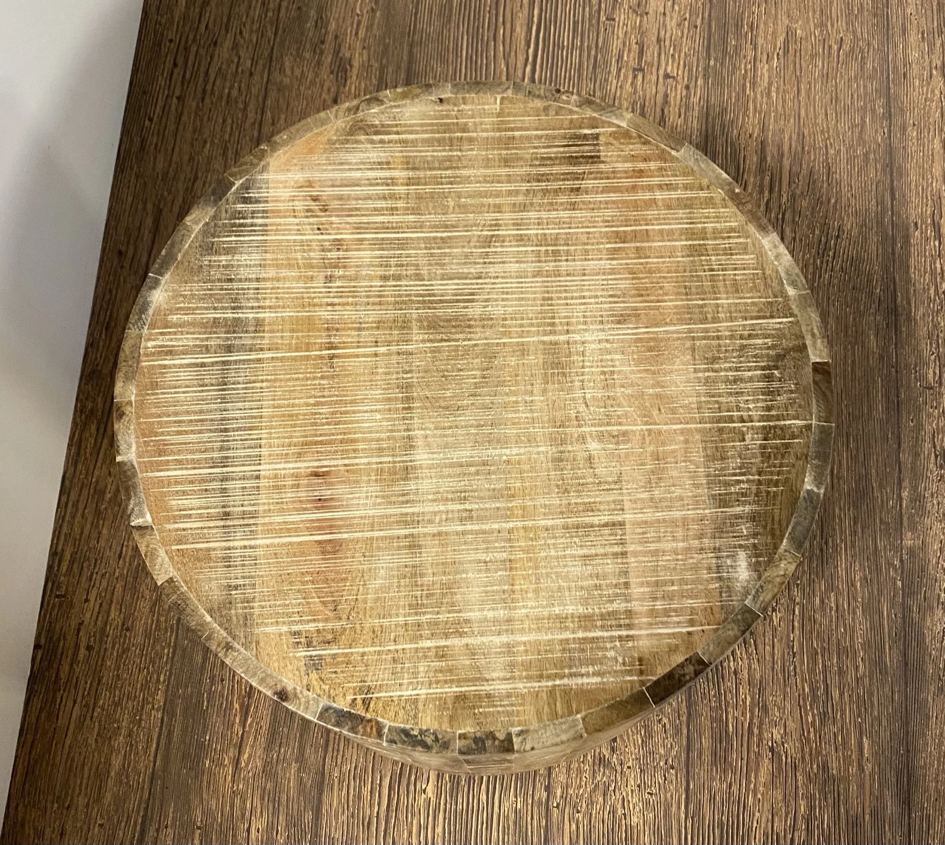 Updated Rustic Round Stump End Table By Homeroots - Image 4